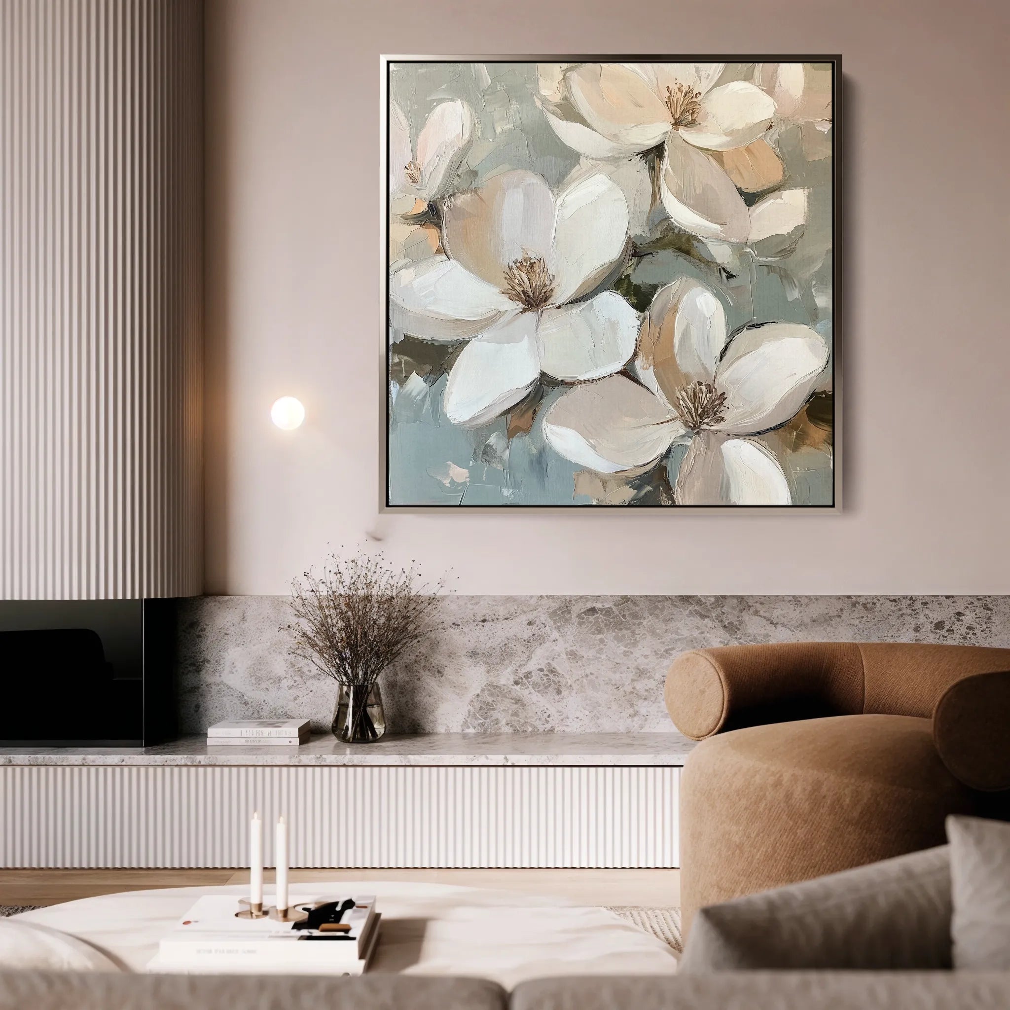 Floral 1268 Canvas Art 16" x 16" / 40 x 40 cm / Black