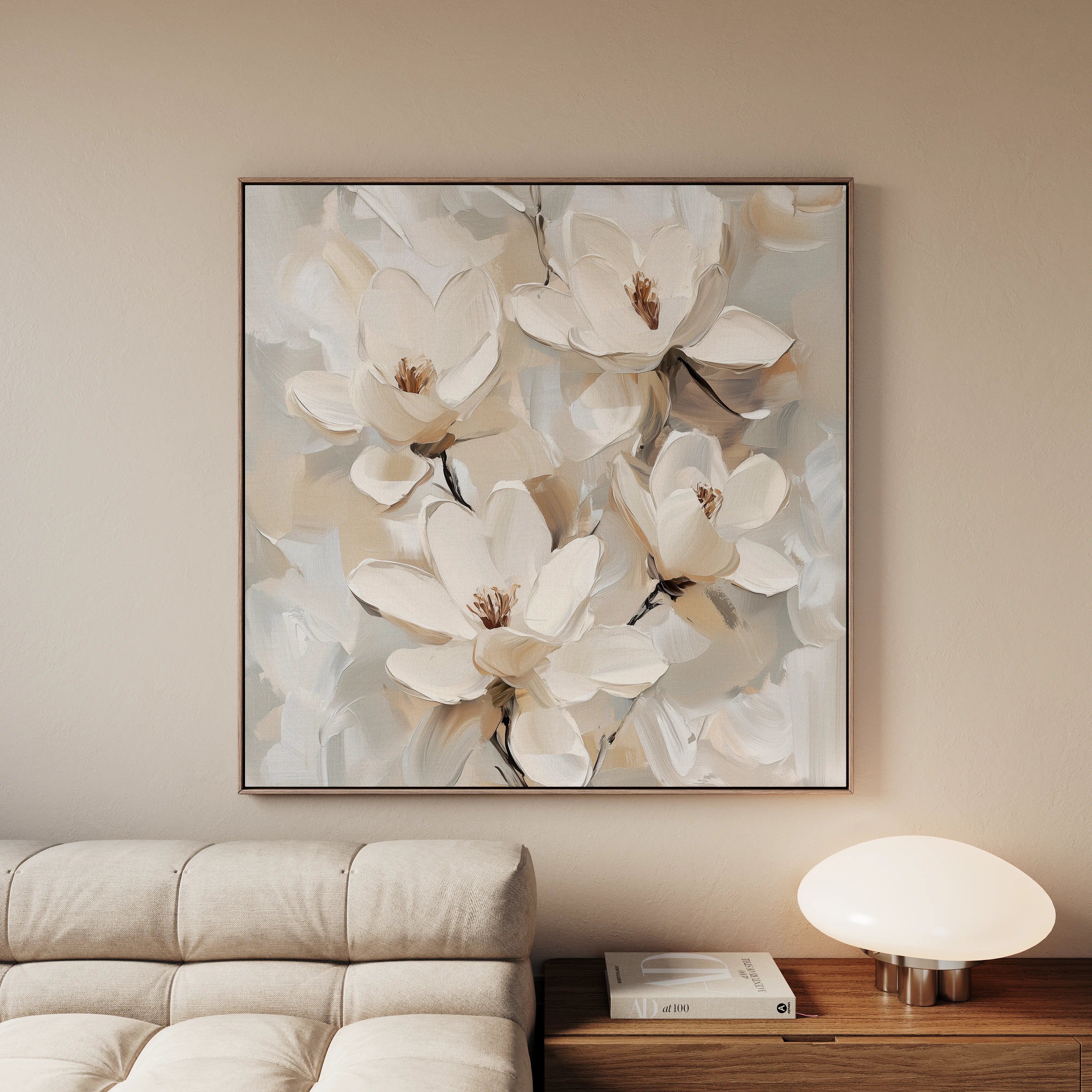 Floral 1269 Canvas Art 16" x 16" / 40 x 40 cm / Black
