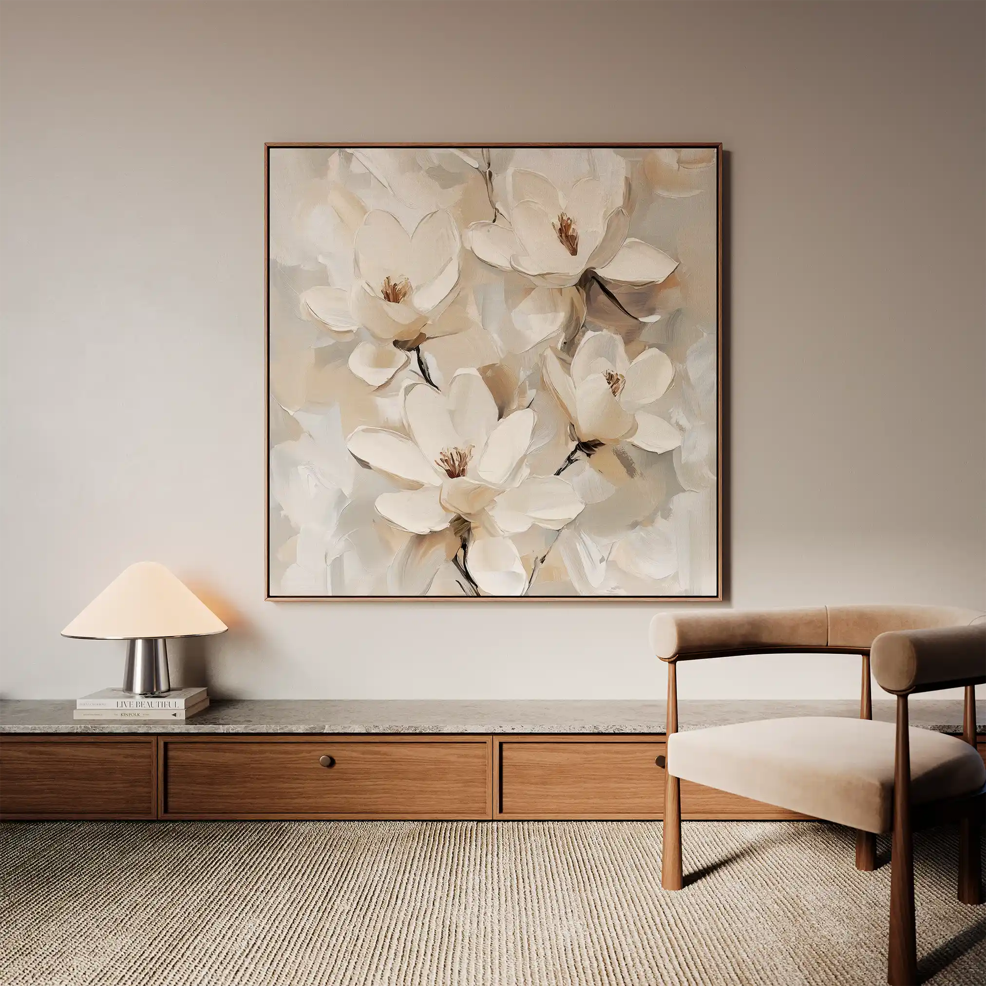 Floral 1269 Canvas Art 16" x 16" / 40 x 40 cm / Black