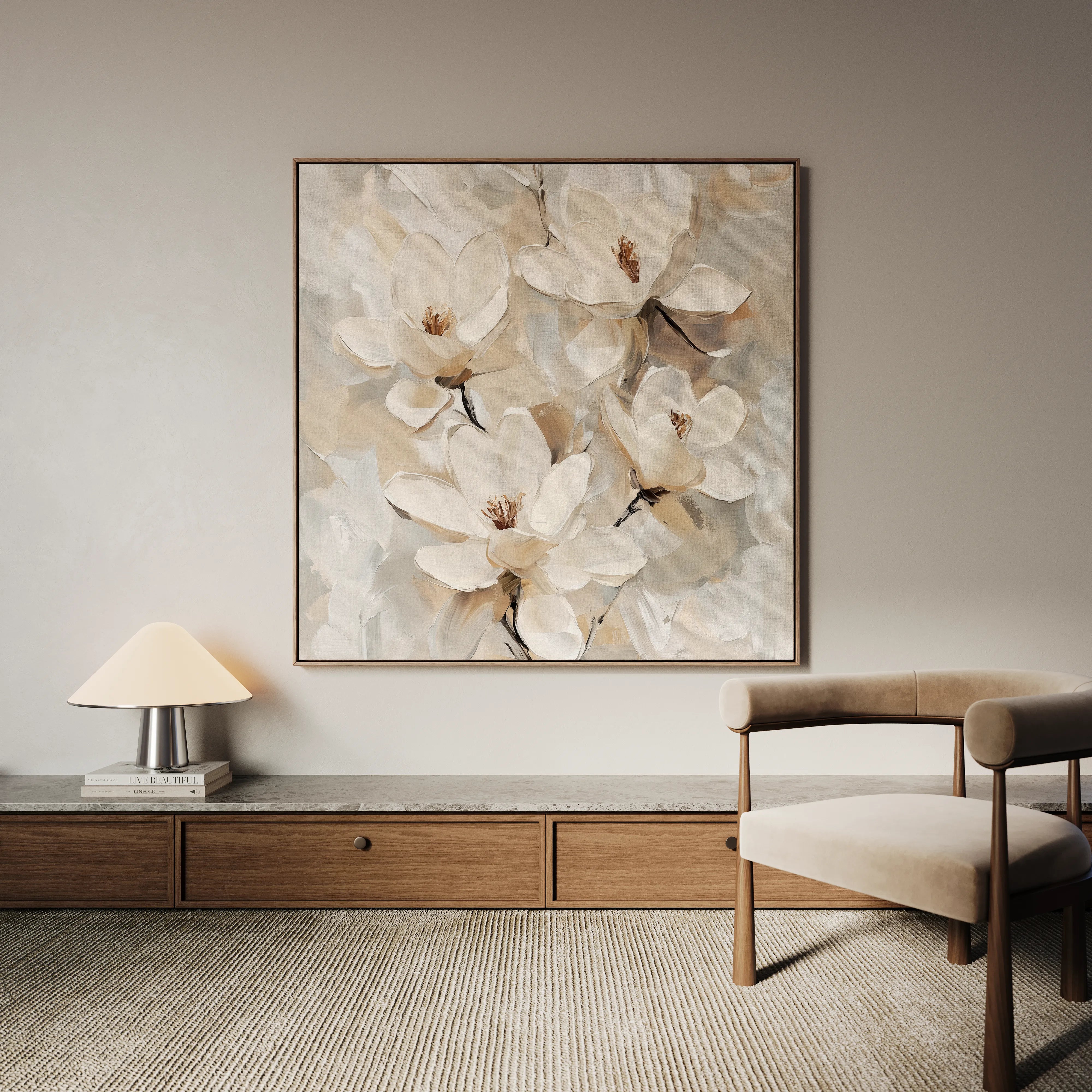 Floral 1269 Canvas Art 16" x 16" / 40 x 40 cm / Black