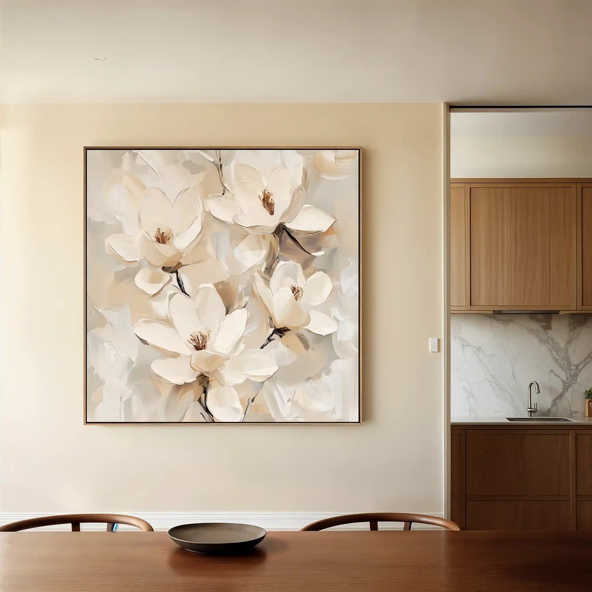 Floral 1269 Canvas Art 16" x 16" / 40 x 40 cm / Black