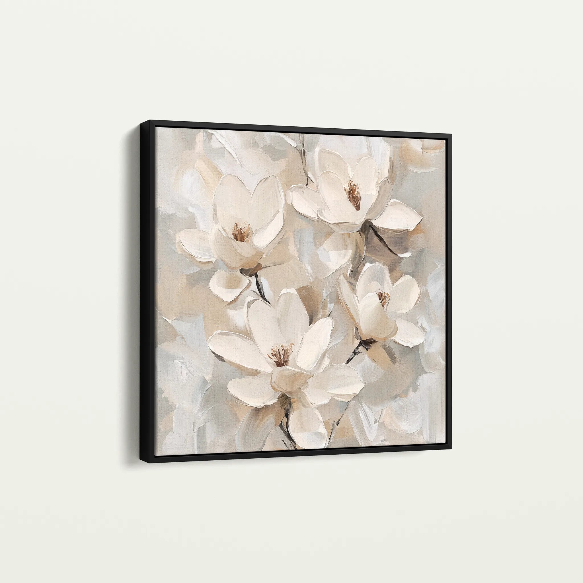 Floral 1269 Canvas Art 16" x 16" / 40 x 40 cm / Black