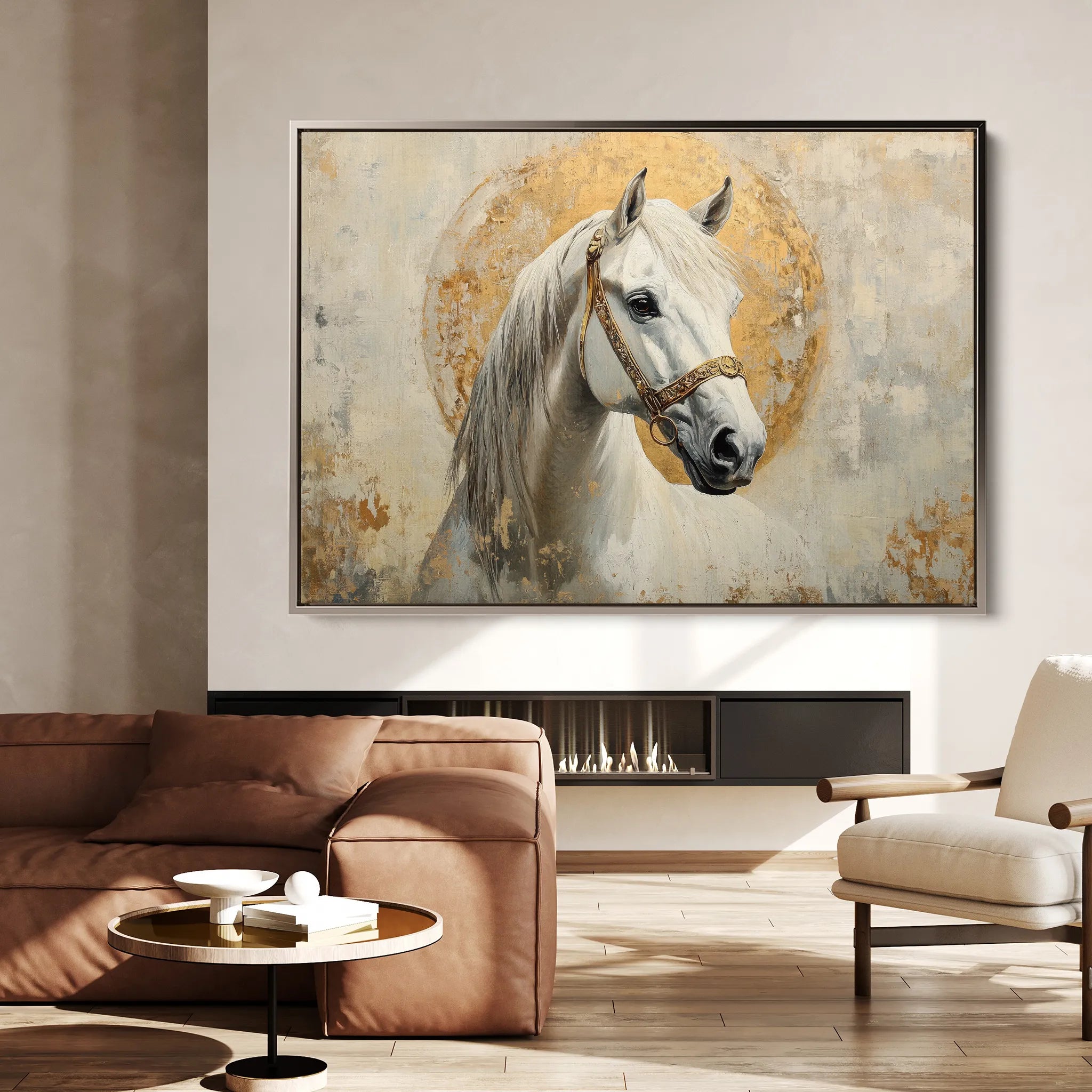 Horses 127 Canvas Art 18" x 24" / 45 x 60 cm / Black