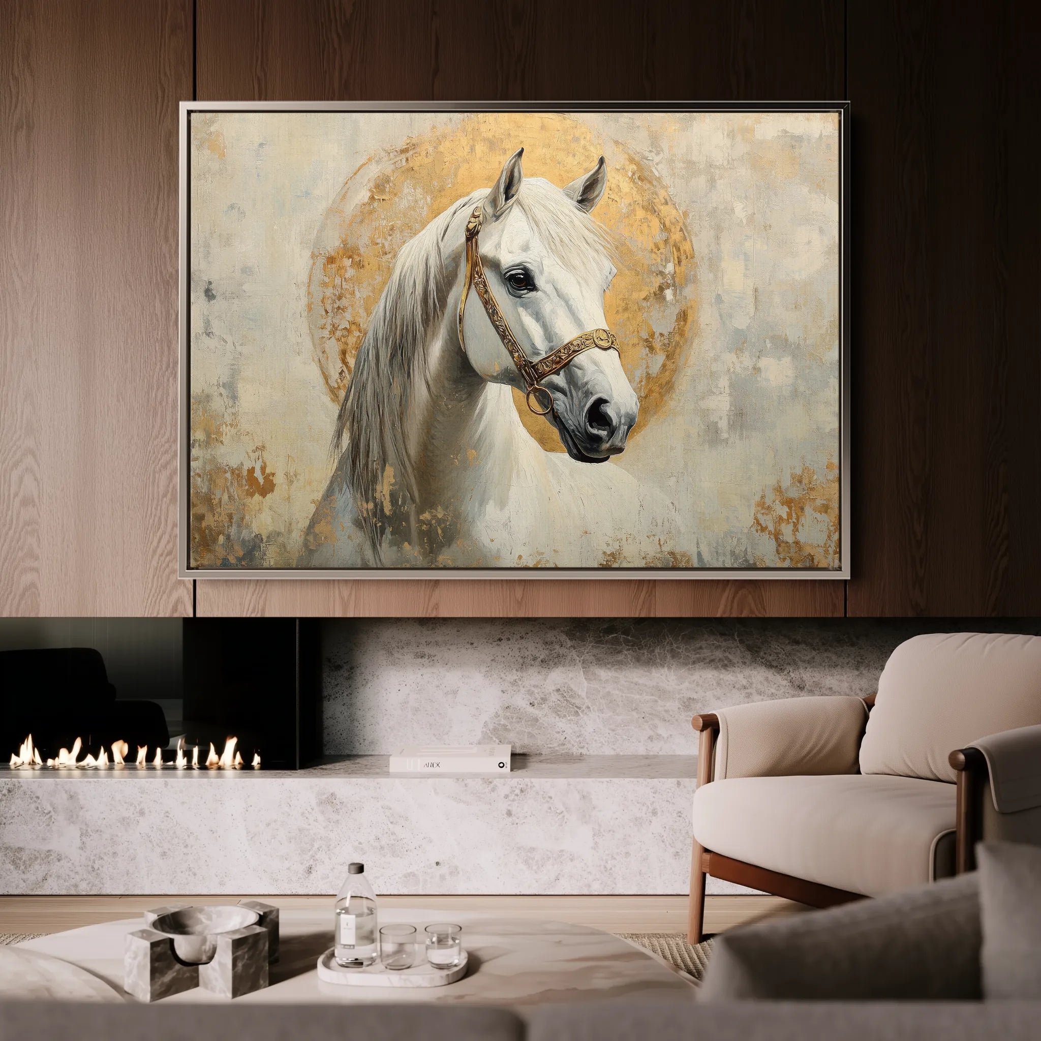 Horses 127 Canvas Art 18" x 24" / 45 x 60 cm / Black
