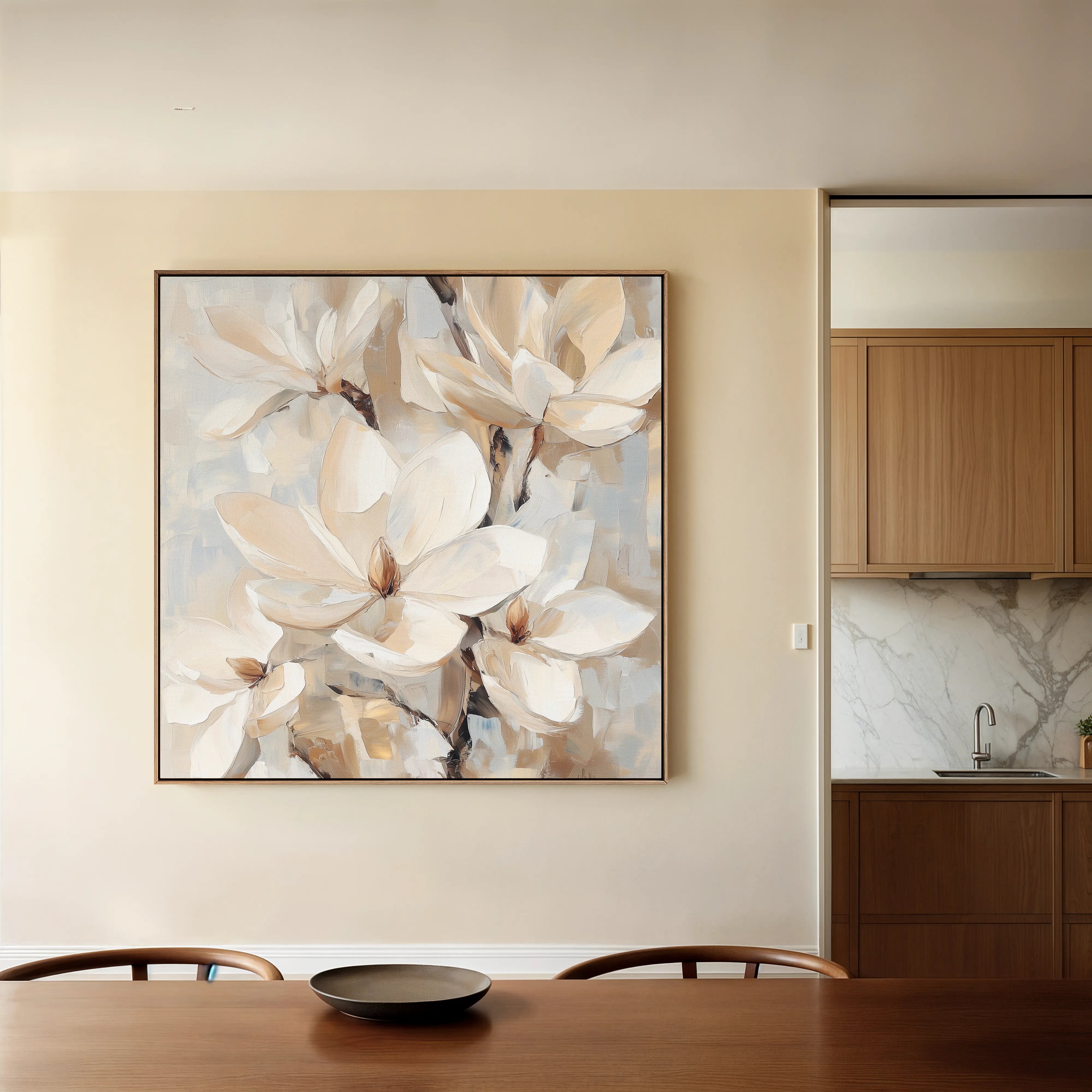 Floral 1270 Canvas Art 16" x 16" / 40 x 40 cm / Black