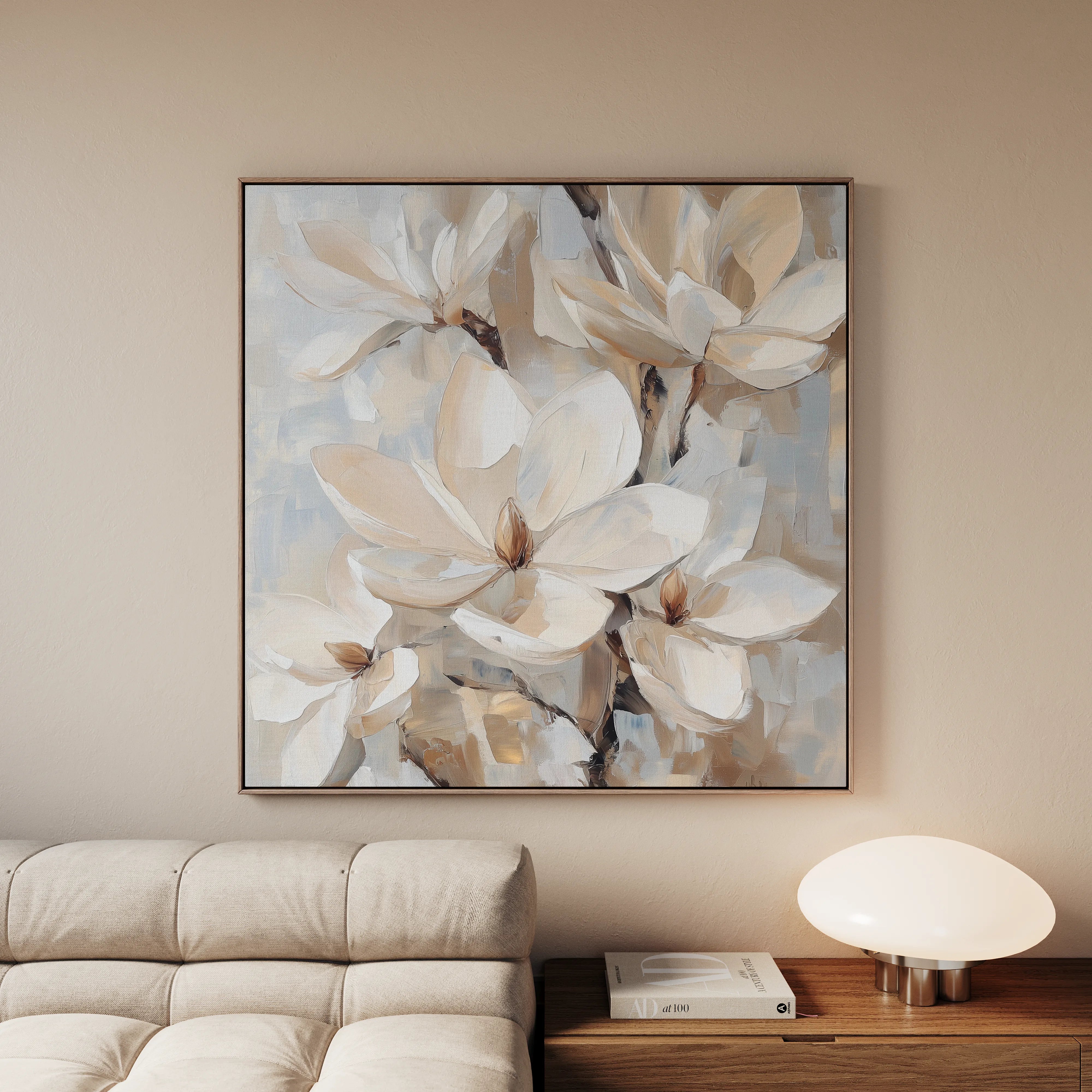 Floral 1270 Canvas Art 16" x 16" / 40 x 40 cm / Black