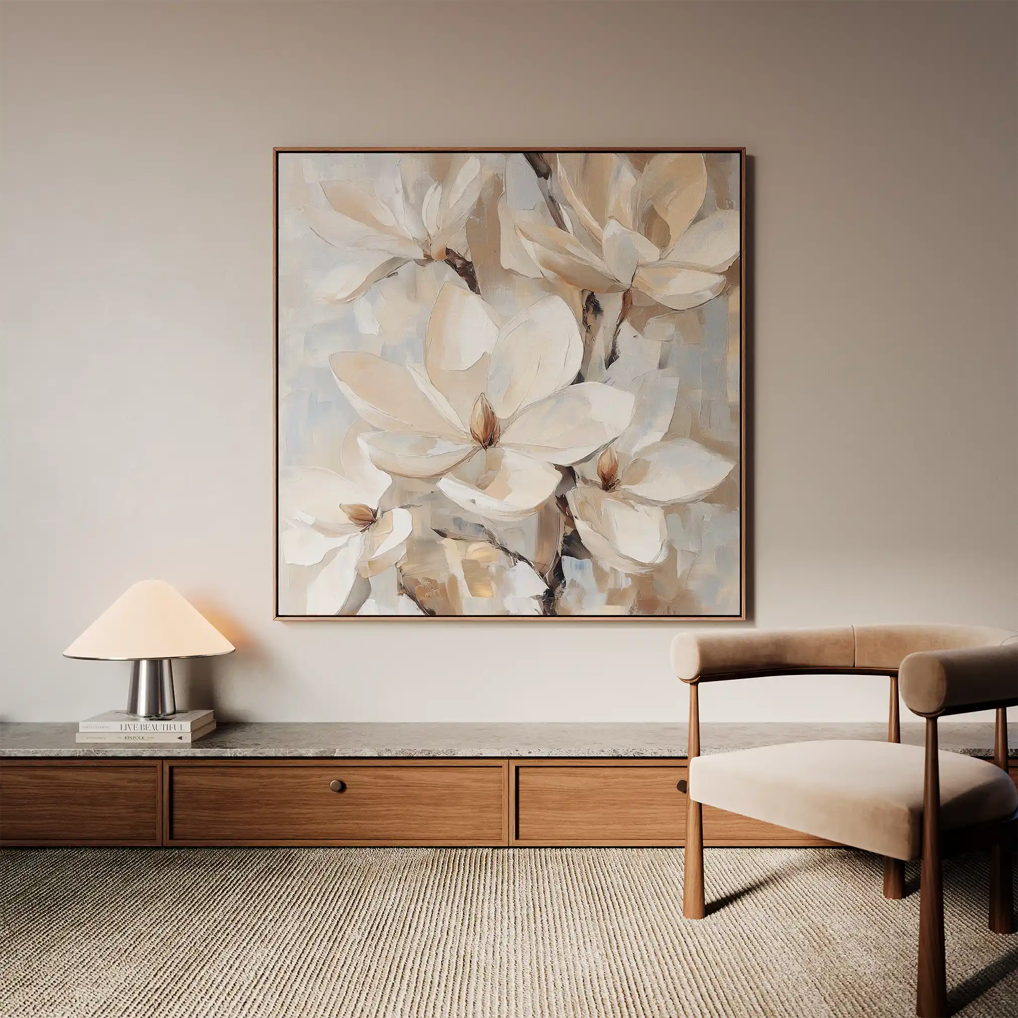 Floral 1270 Canvas Art 16" x 16" / 40 x 40 cm / Black