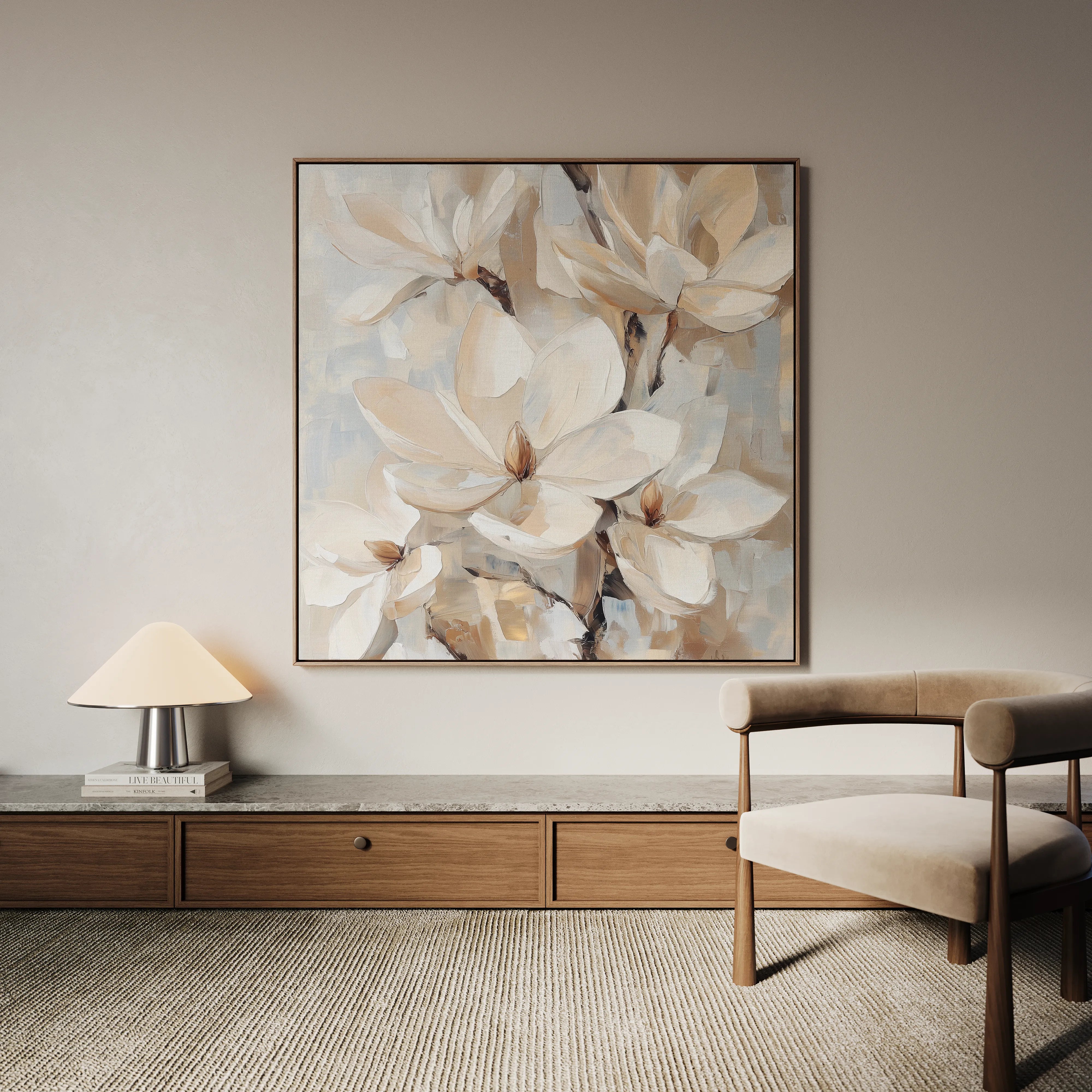 Floral 1270 Canvas Art 16" x 16" / 40 x 40 cm / Black