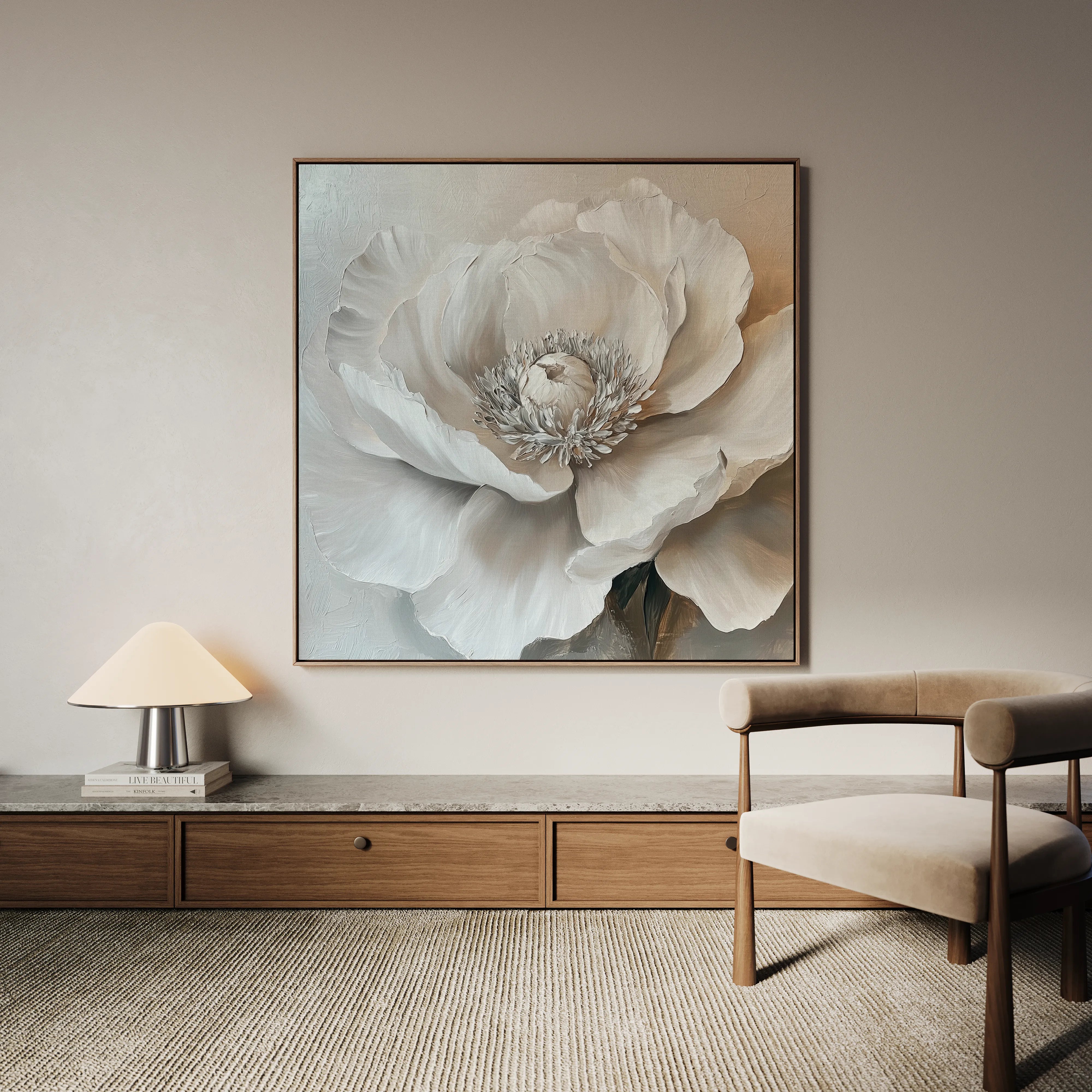 Floral 1271 Canvas Art 16" x 16" / 40 x 40 cm / Black
