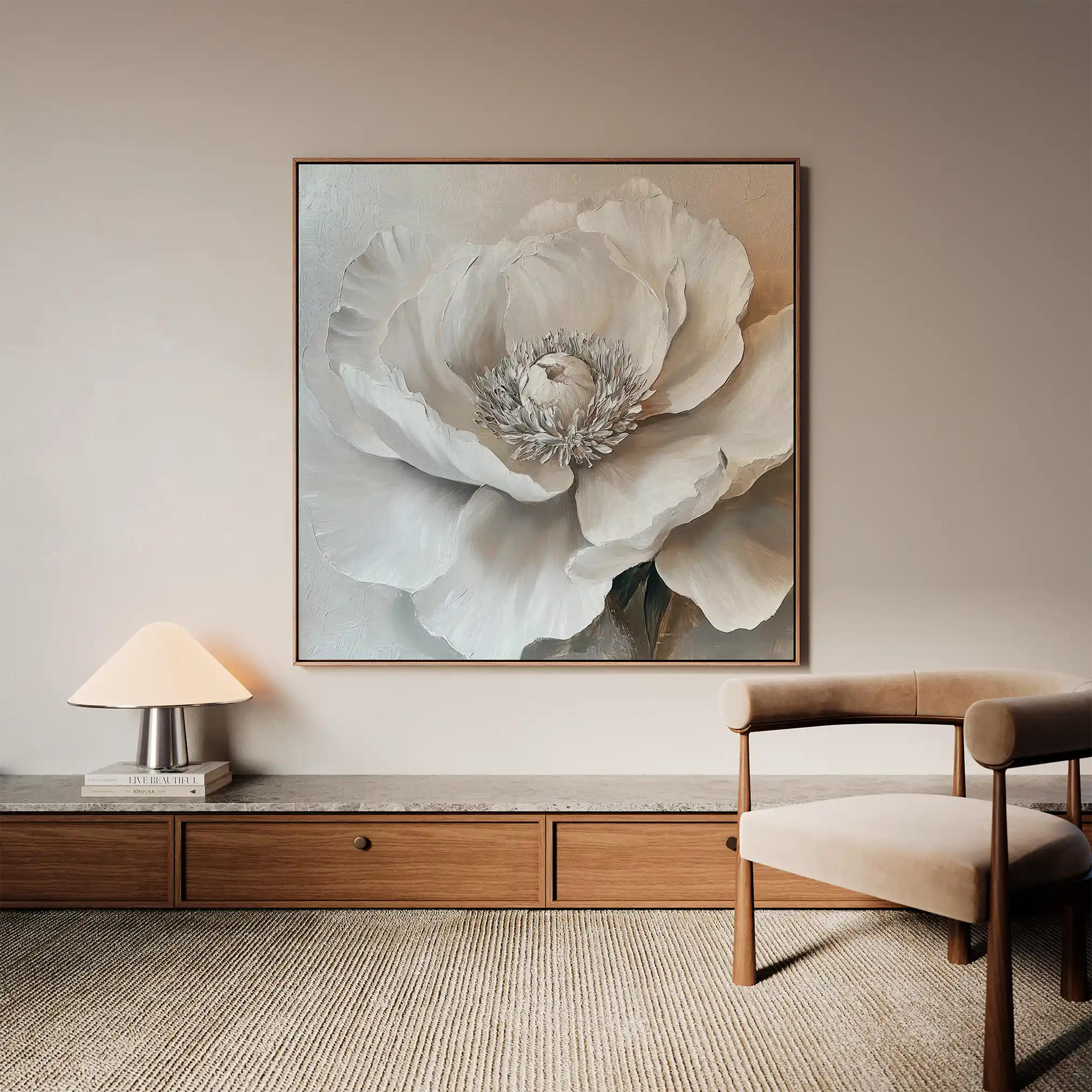 Floral 1271 Canvas Art 16" x 16" / 40 x 40 cm / Black
