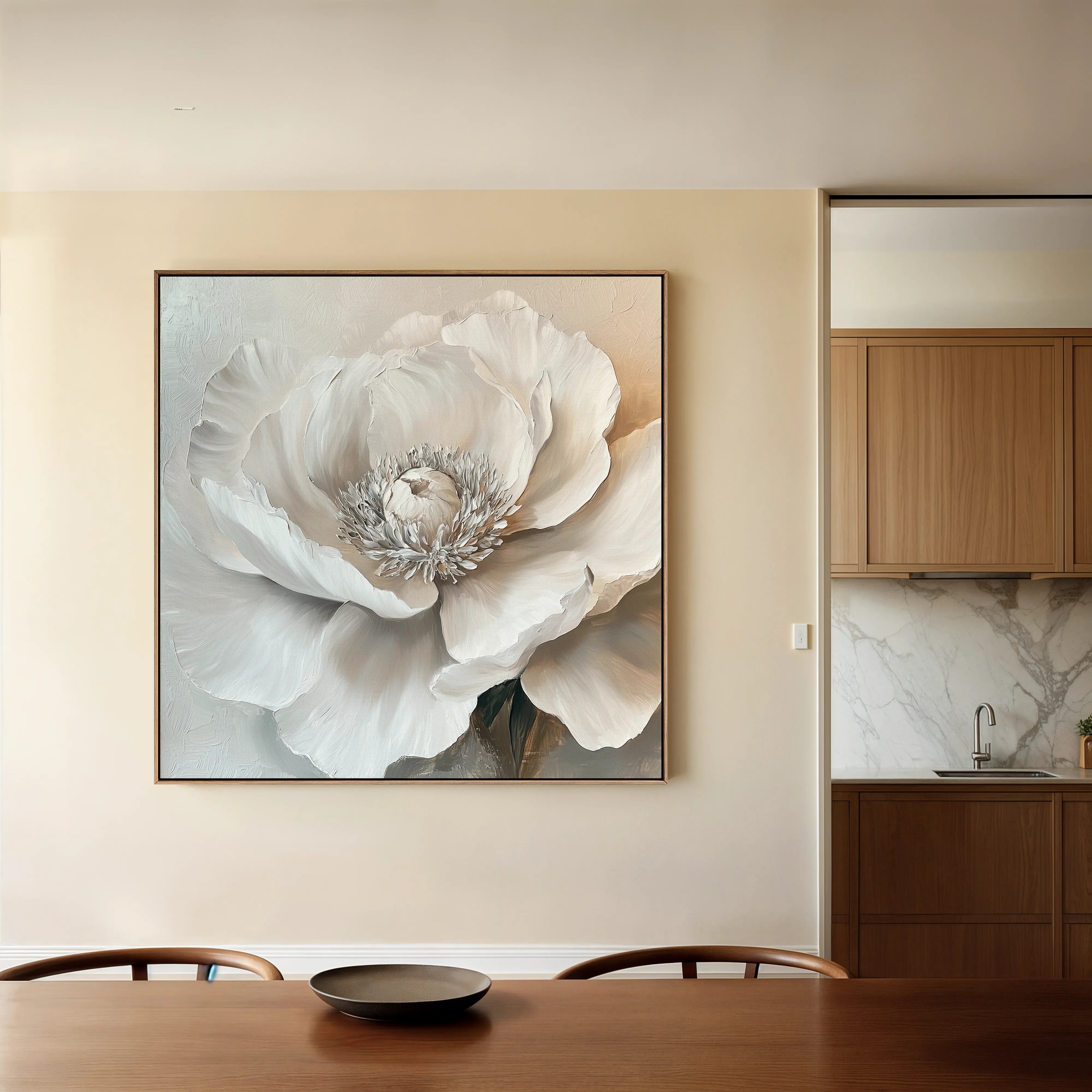 Floral 1271 Canvas Art 16" x 16" / 40 x 40 cm / Black