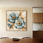 Floral 1272 Canvas Art 16" x 16" / 40 x 40 cm / Black