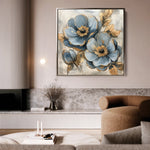 Floral 1272 Canvas Art 16" x 16" / 40 x 40 cm / Black