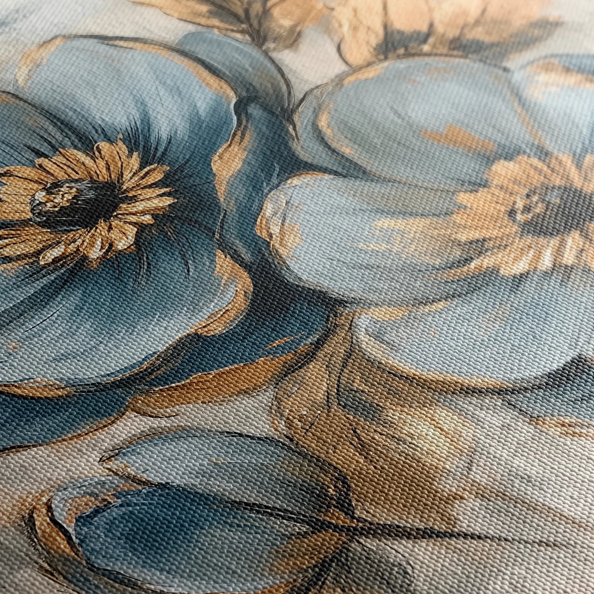 Floral 1272 Canvas Art 16" x 16" / 40 x 40 cm / Black