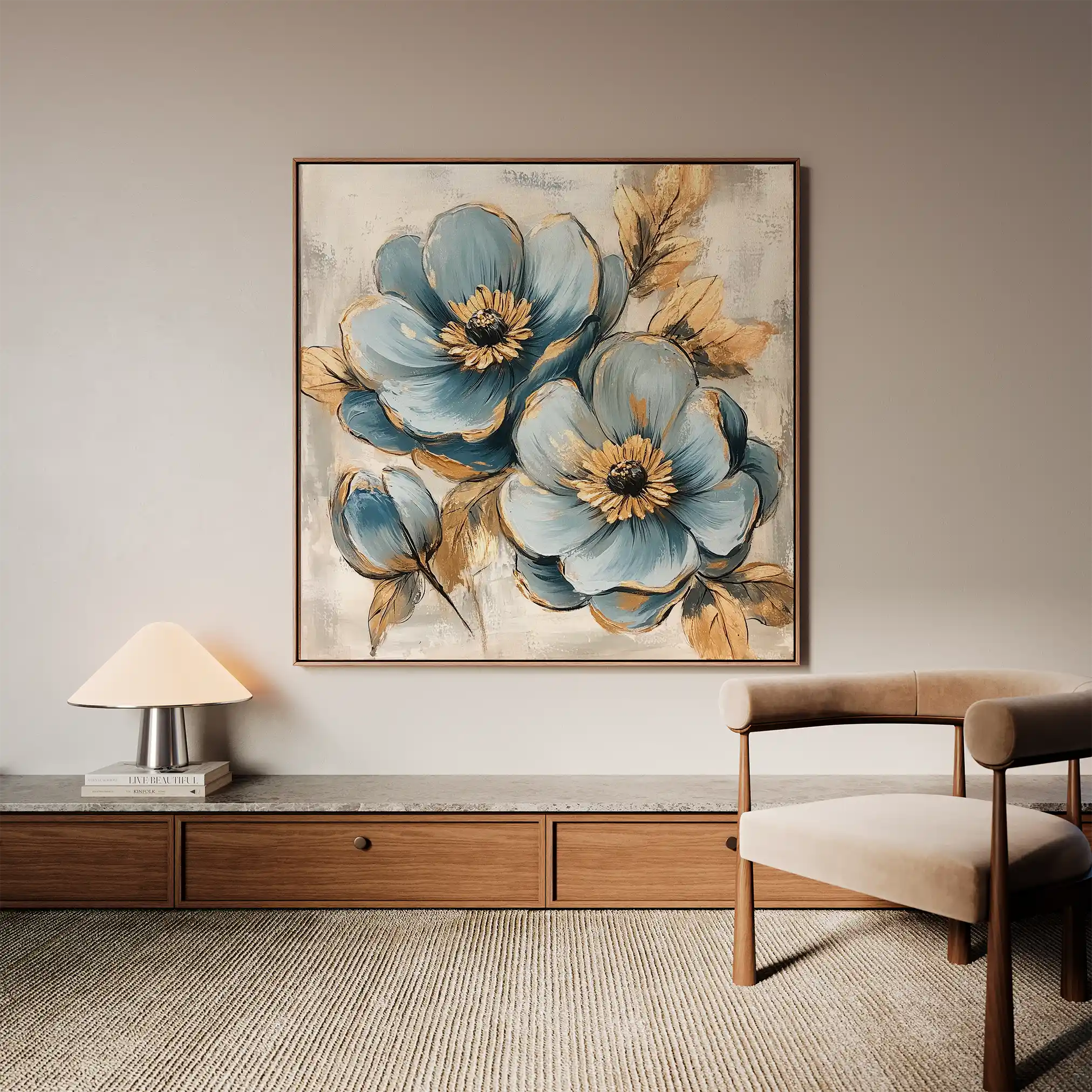 Floral 1272 Canvas Art 60 x 60 cm / Black