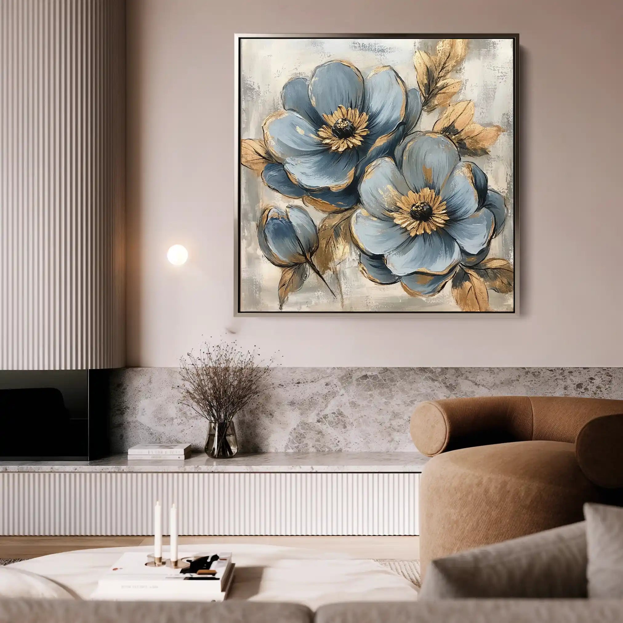 Floral 1272 Canvas Art 60 x 60 cm / Black