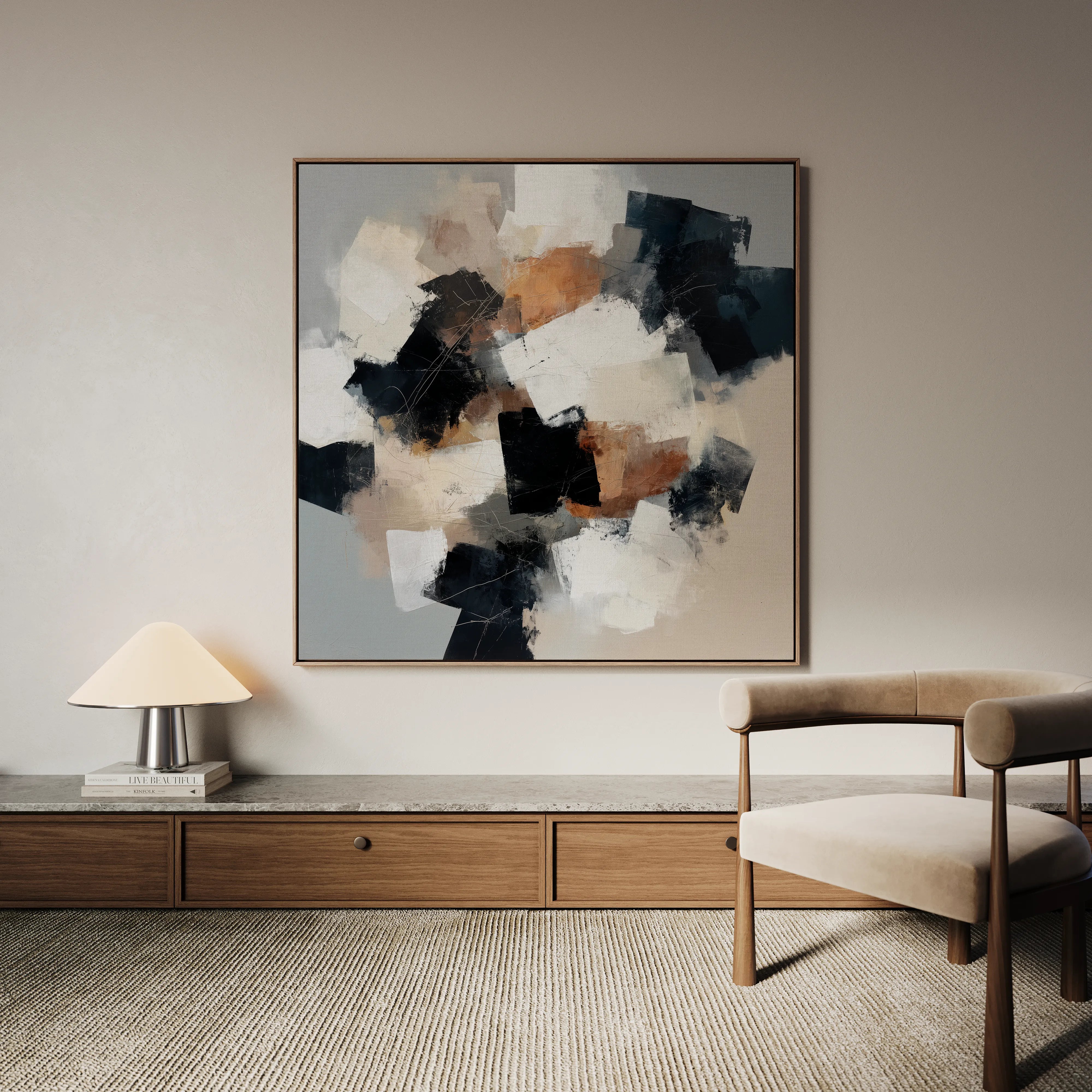 Abstract 1273 Canvas Art 16" x 16" / 40 x 40 cm / Black
