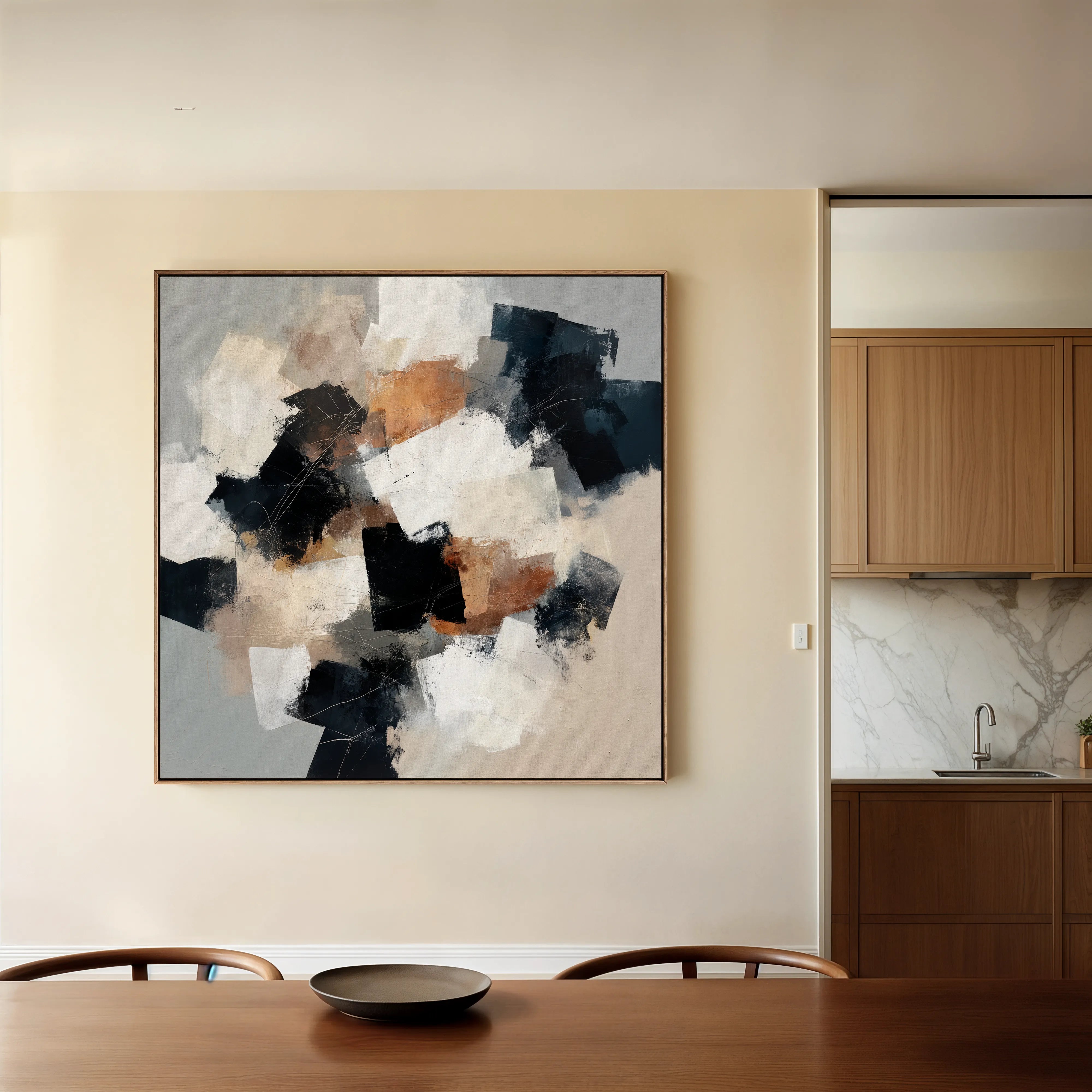 Abstract 1273 Canvas Art 16" x 16" / 40 x 40 cm / Black