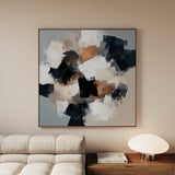 Abstract 1273 Canvas Art 16" x 16" / 40 x 40 cm / Black