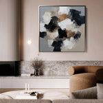 Abstract 1273 Canvas Art 16" x 16" / 40 x 40 cm / Black