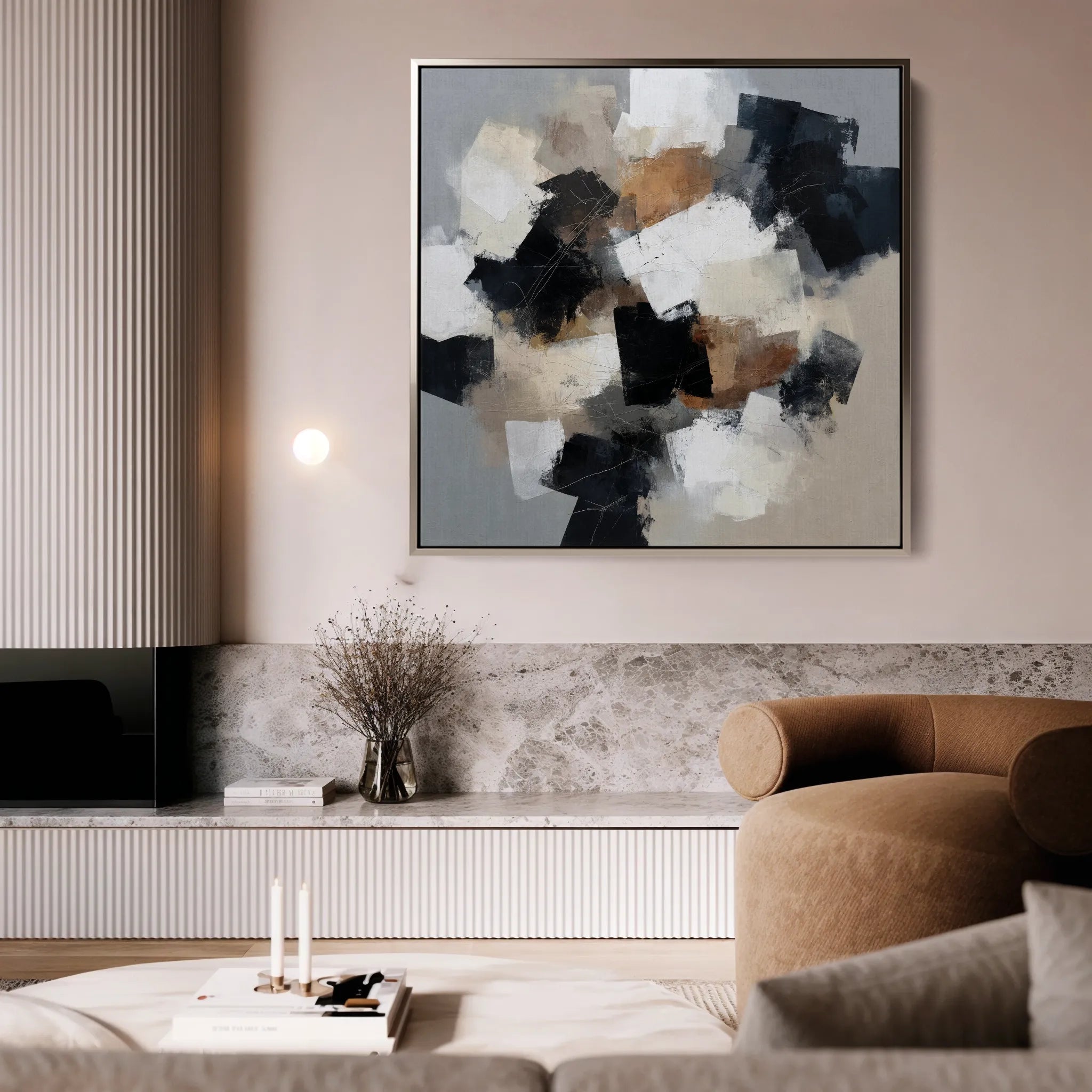 Abstract 1273 Canvas Art 16" x 16" / 40 x 40 cm / Black