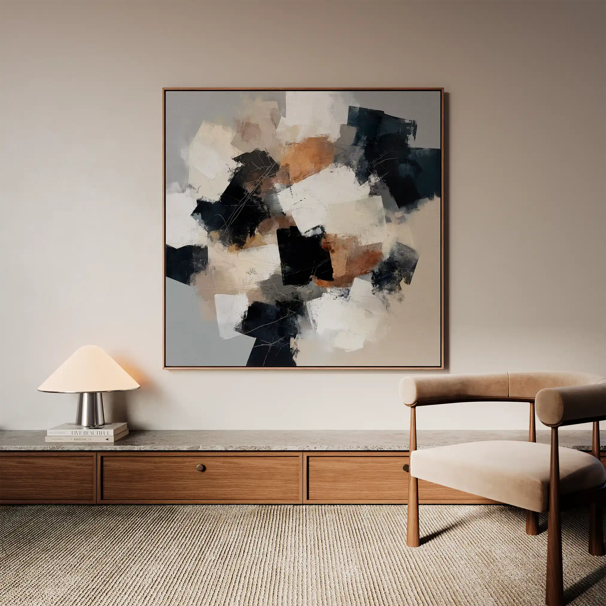 Abstract 1273 Canvas Art 60 x 60 cm / Black