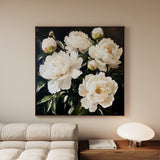 Floral 1273 Canvas Art 16" x 16" / 40 x 40 cm / Black