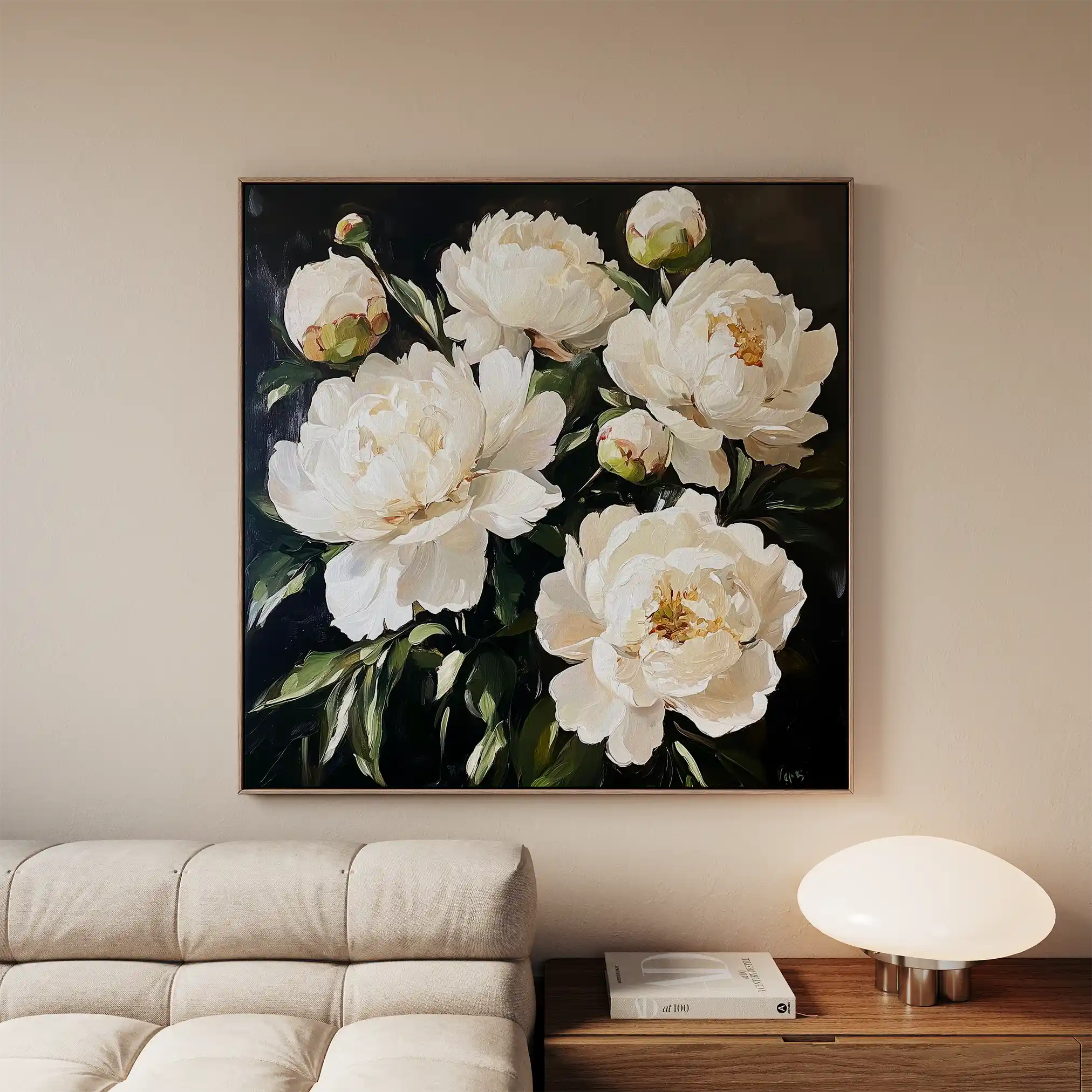 Floral 1273 Canvas Art 16" x 16" / 40 x 40 cm / Black
