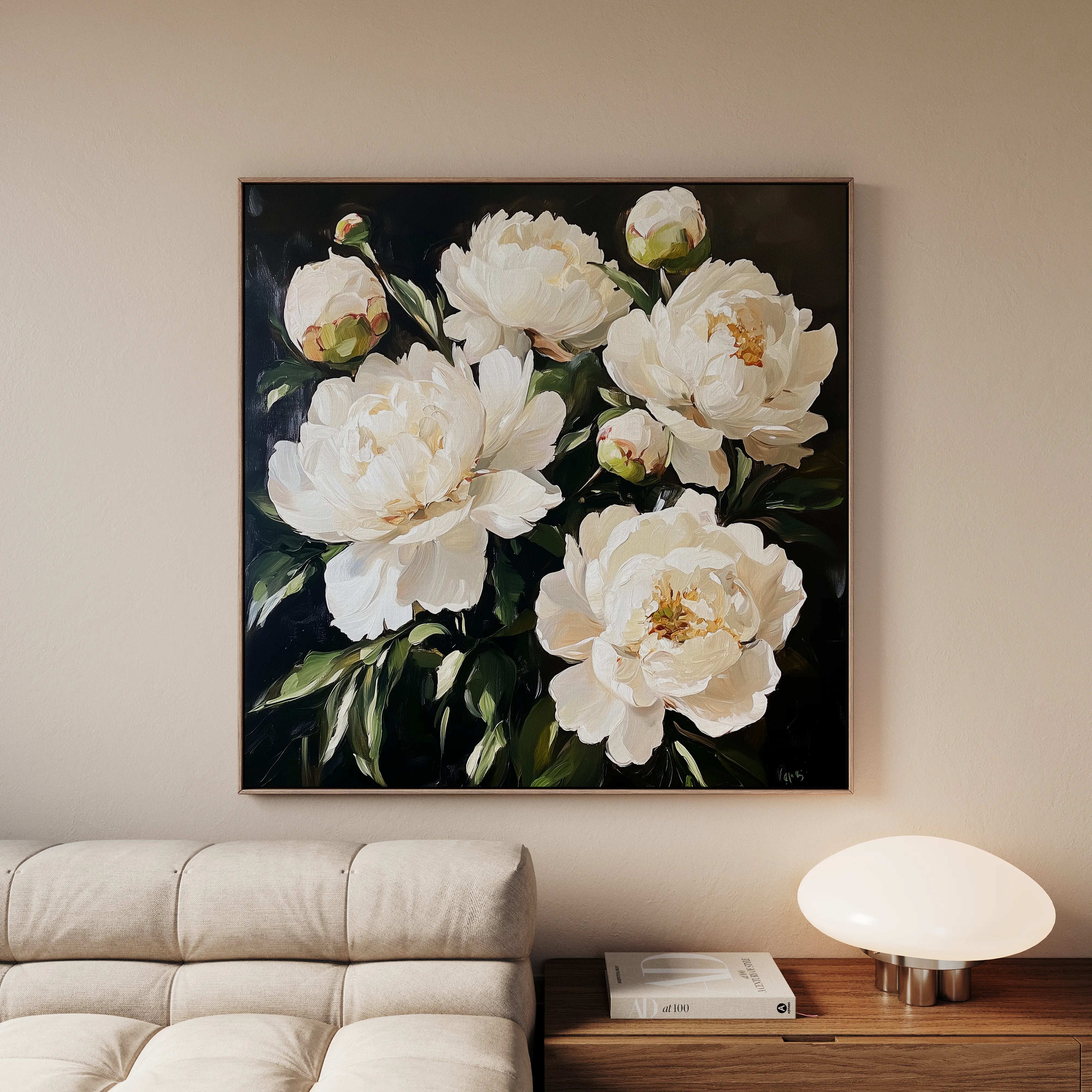 Floral 1273 Canvas Art 16" x 16" / 40 x 40 cm / Black