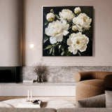 Floral 1273 Canvas Art 16" x 16" / 40 x 40 cm / Black