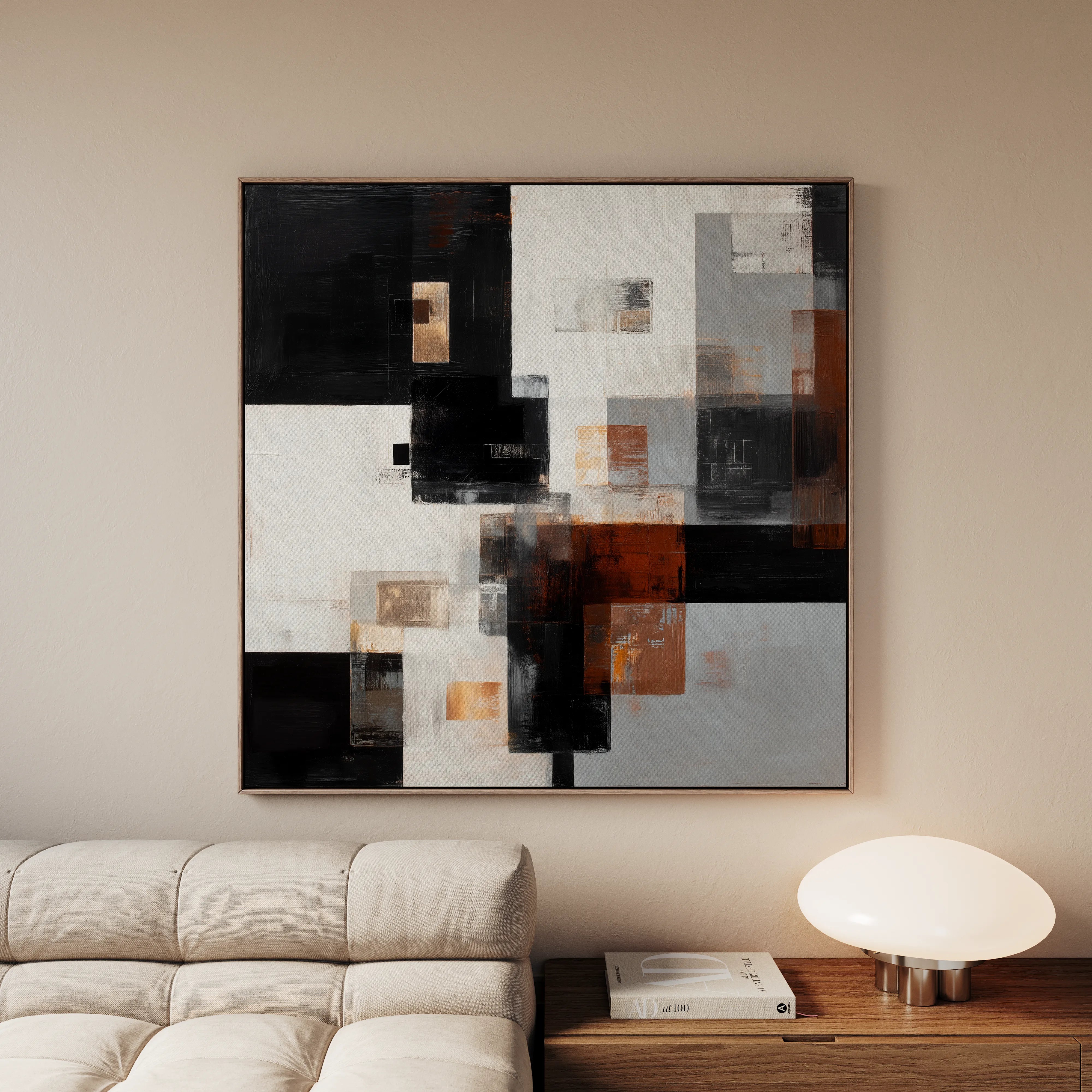Abstract 1274 Canvas Art 16" x 16" / 40 x 40 cm / Black