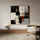Abstract 1274 Canvas Art 16" x 16" / 40 x 40 cm / Black