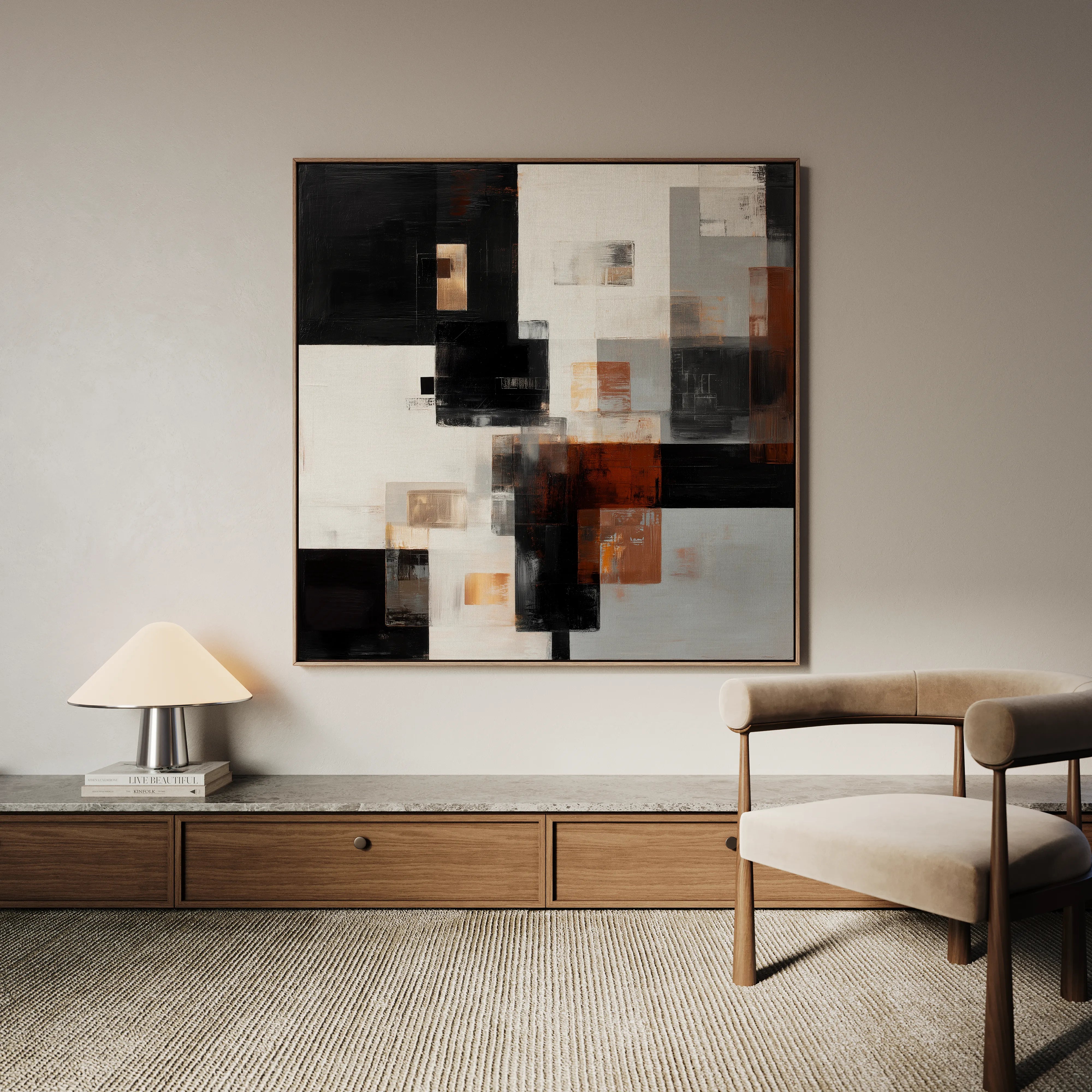 Abstract 1274 Canvas Art 16" x 16" / 40 x 40 cm / Black