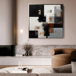 Abstract 1274 Canvas Art 16" x 16" / 40 x 40 cm / Black