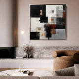 Abstract 1274 Canvas Art 16" x 16" / 40 x 40 cm / Black