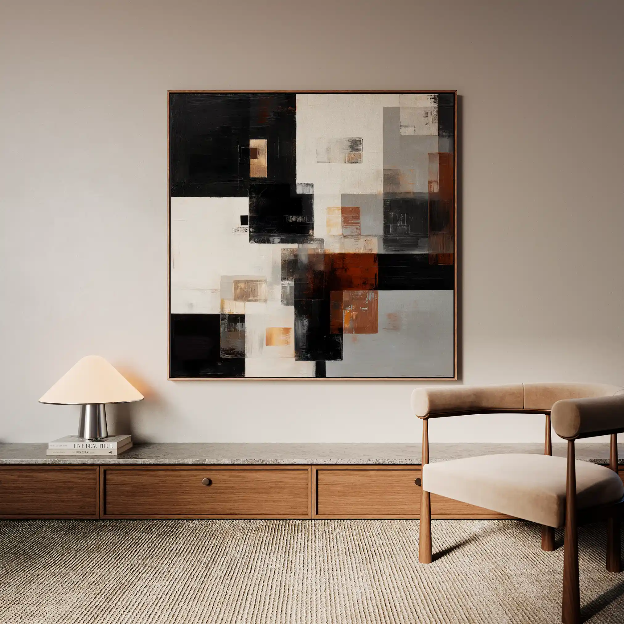 Abstract 1274 Canvas Art 60 x 60 cm / Black