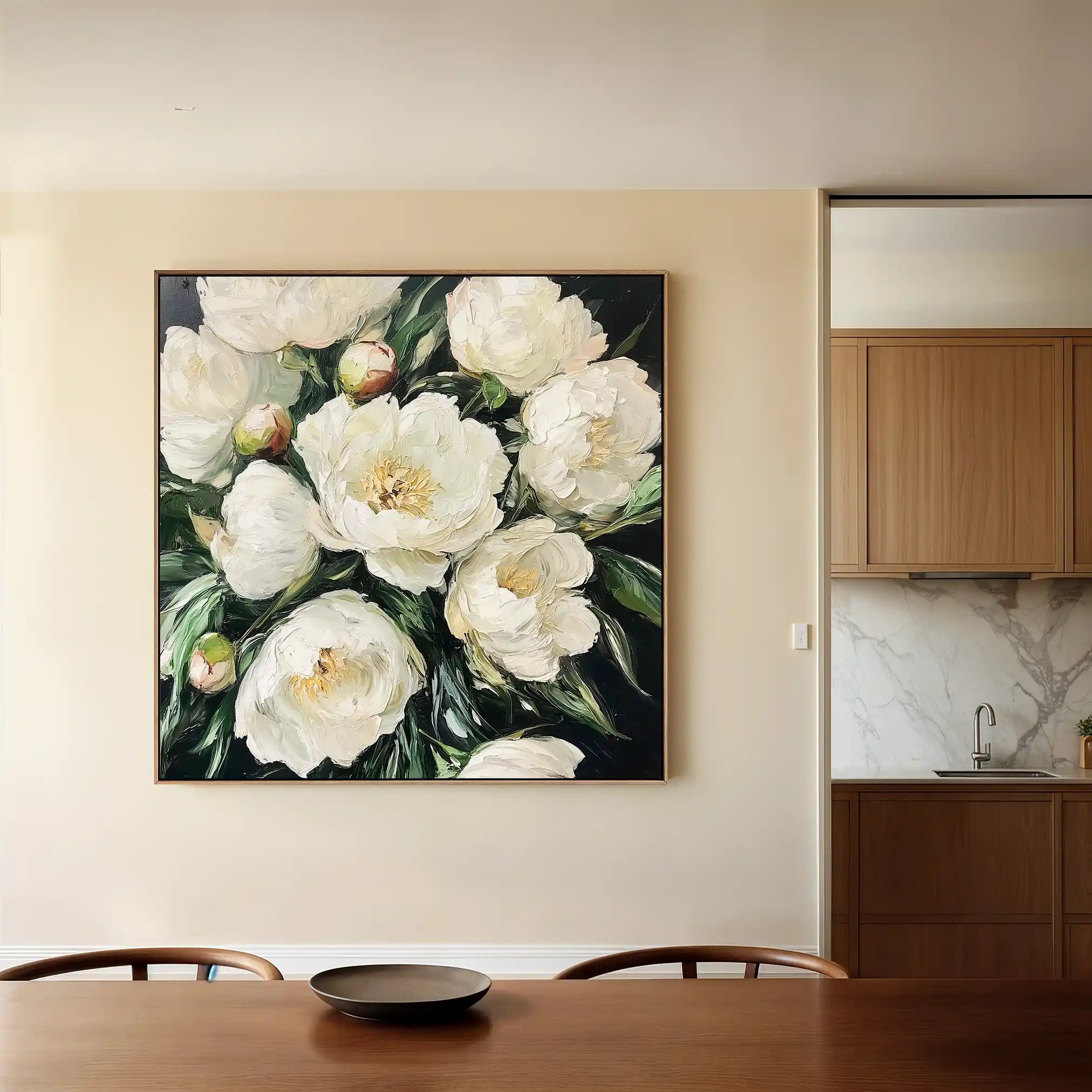 Floral 1274 Canvas Art 16" x 16" / 40 x 40 cm / Black