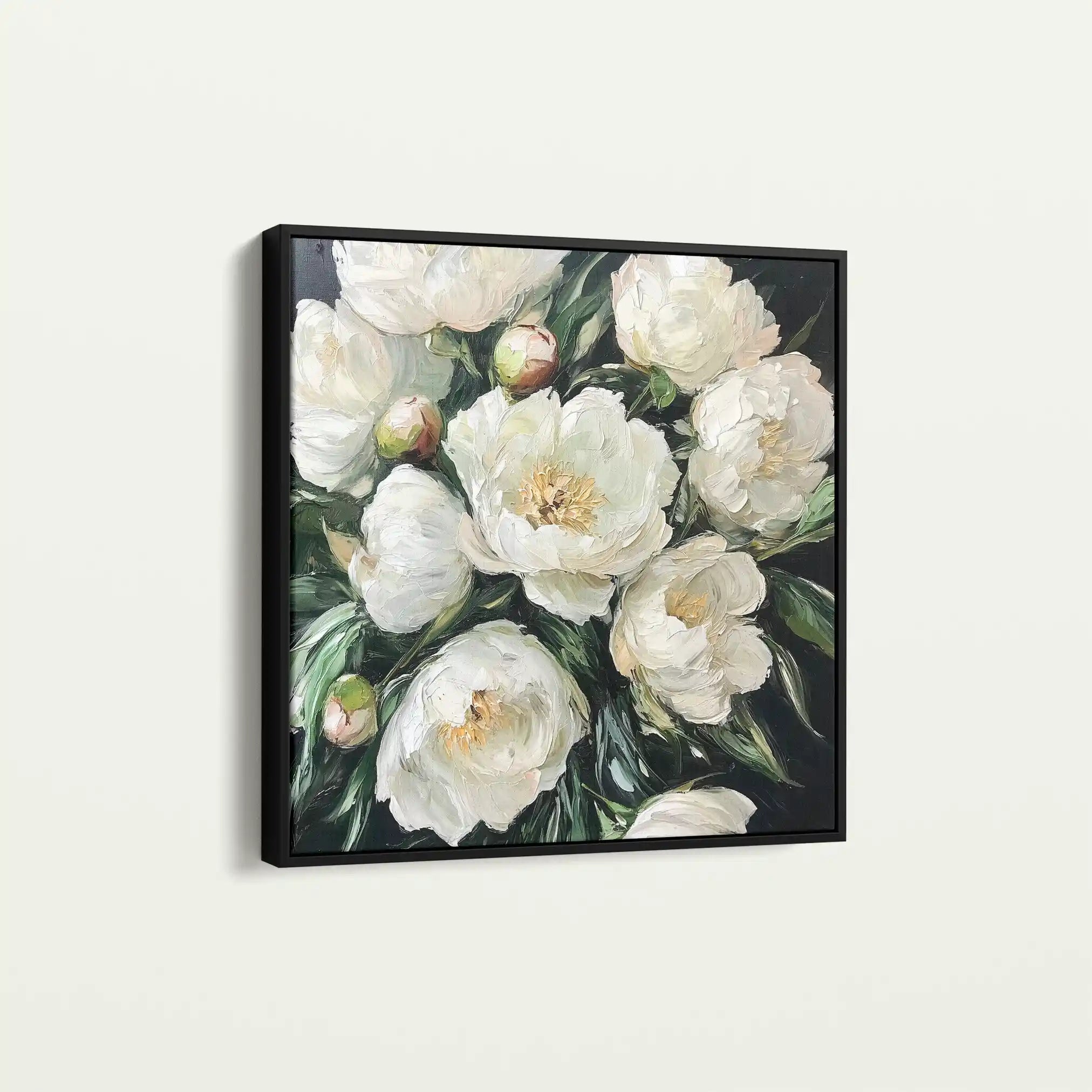 Floral 1274 Canvas Art 16" x 16" / 40 x 40 cm / Black