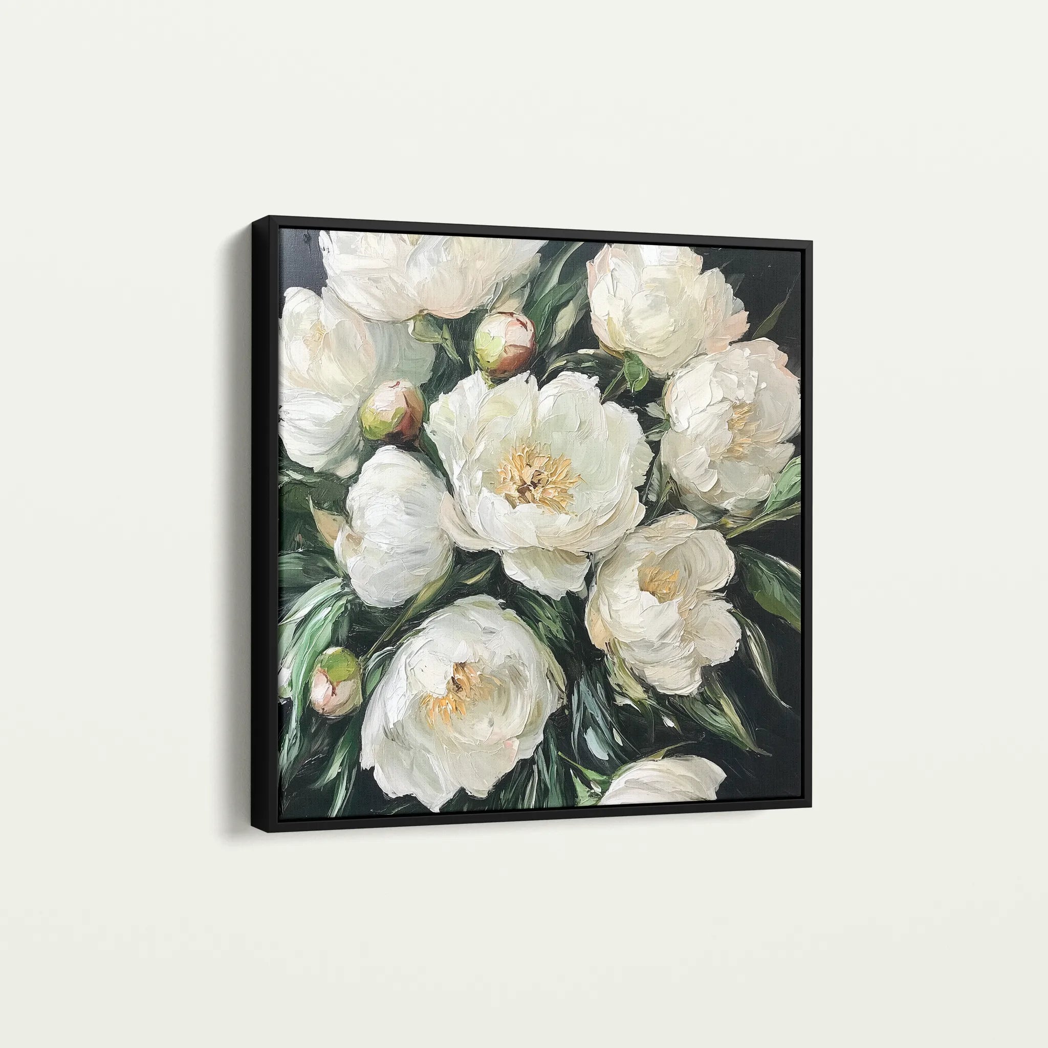 Floral 1274 Canvas Art 16" x 16" / 40 x 40 cm / Black