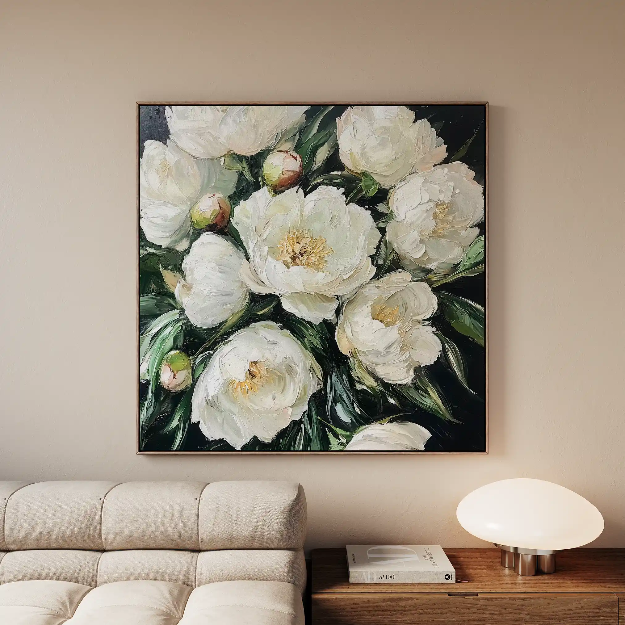 Floral 1274 Canvas Art 60 x 60 cm / Black