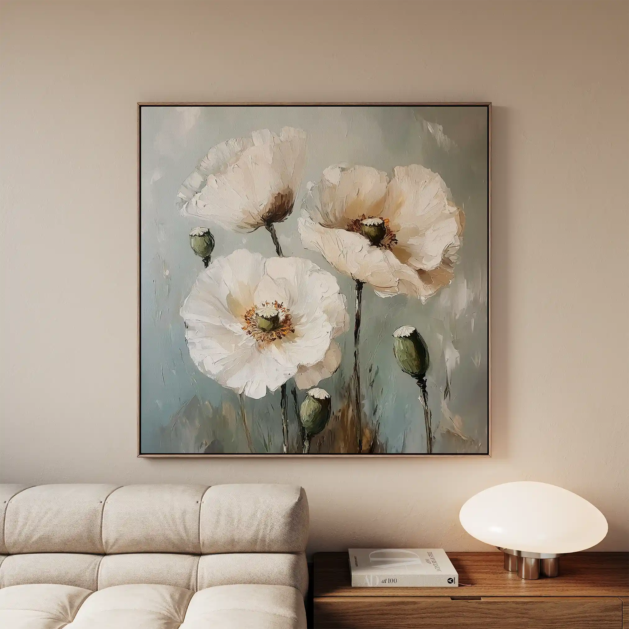 Floral 1275 Canvas Art 16" x 16" / 40 x 40 cm / Black