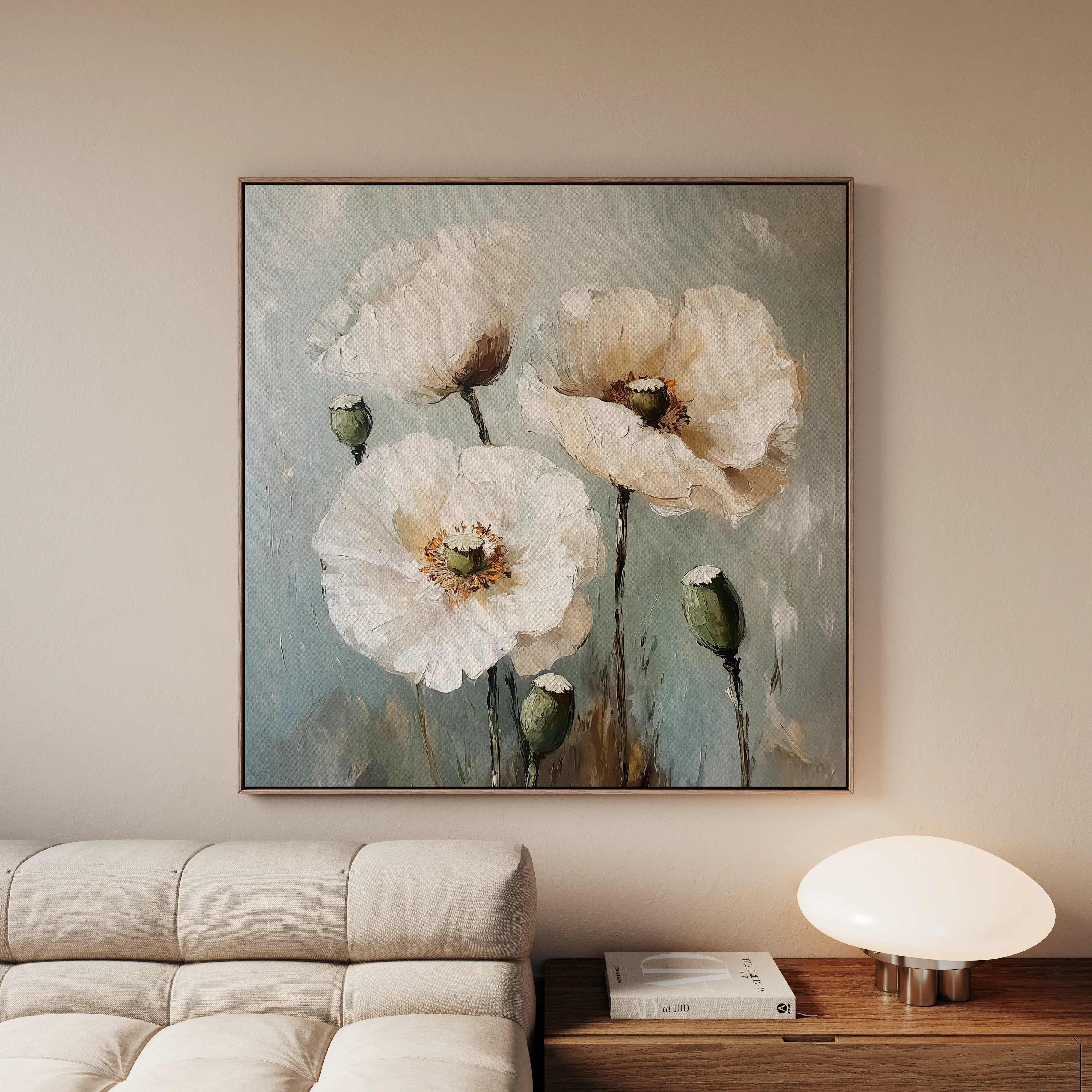Floral 1275 Canvas Art 16" x 16" / 40 x 40 cm / Black