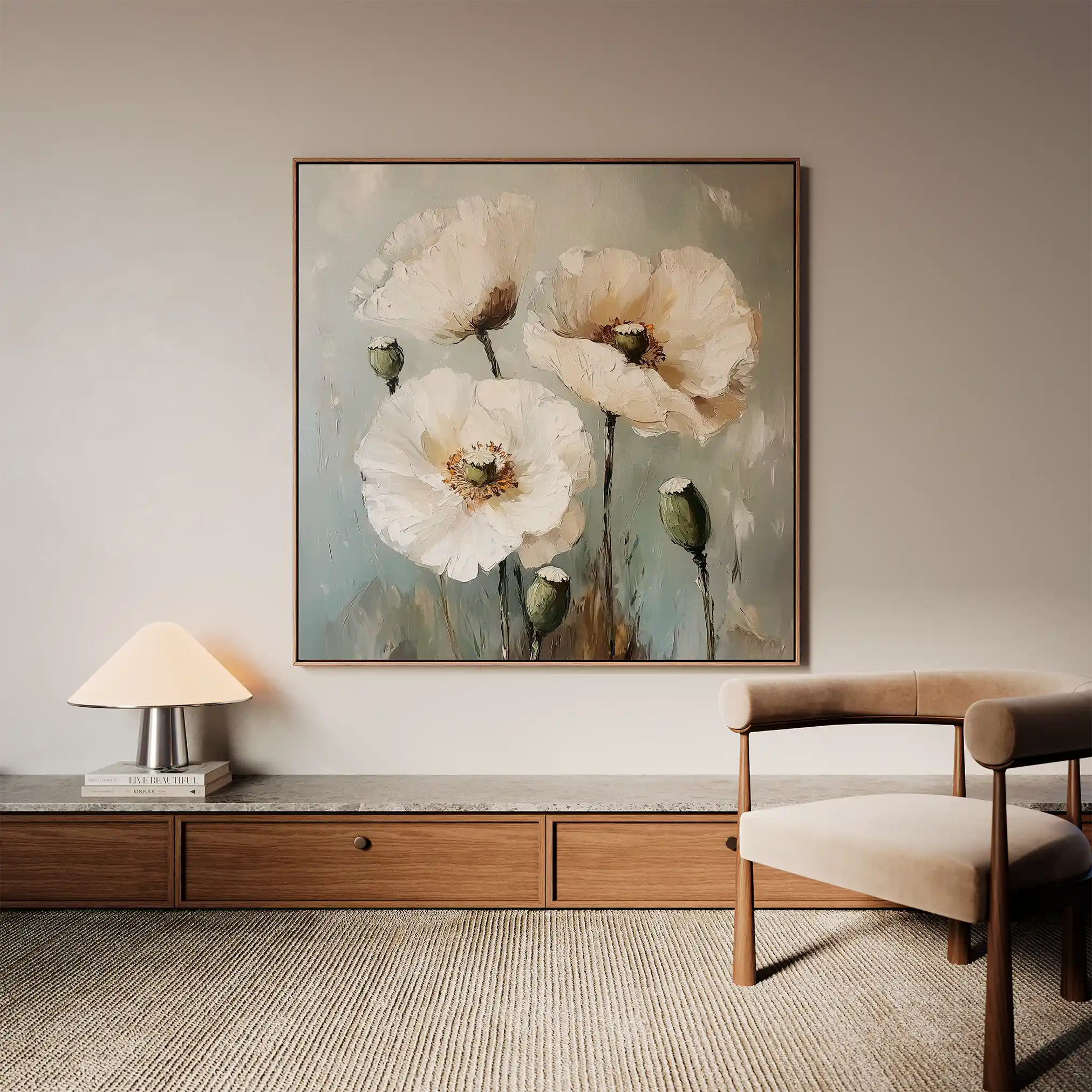 Floral 1275 Canvas Art 16" x 16" / 40 x 40 cm / Black