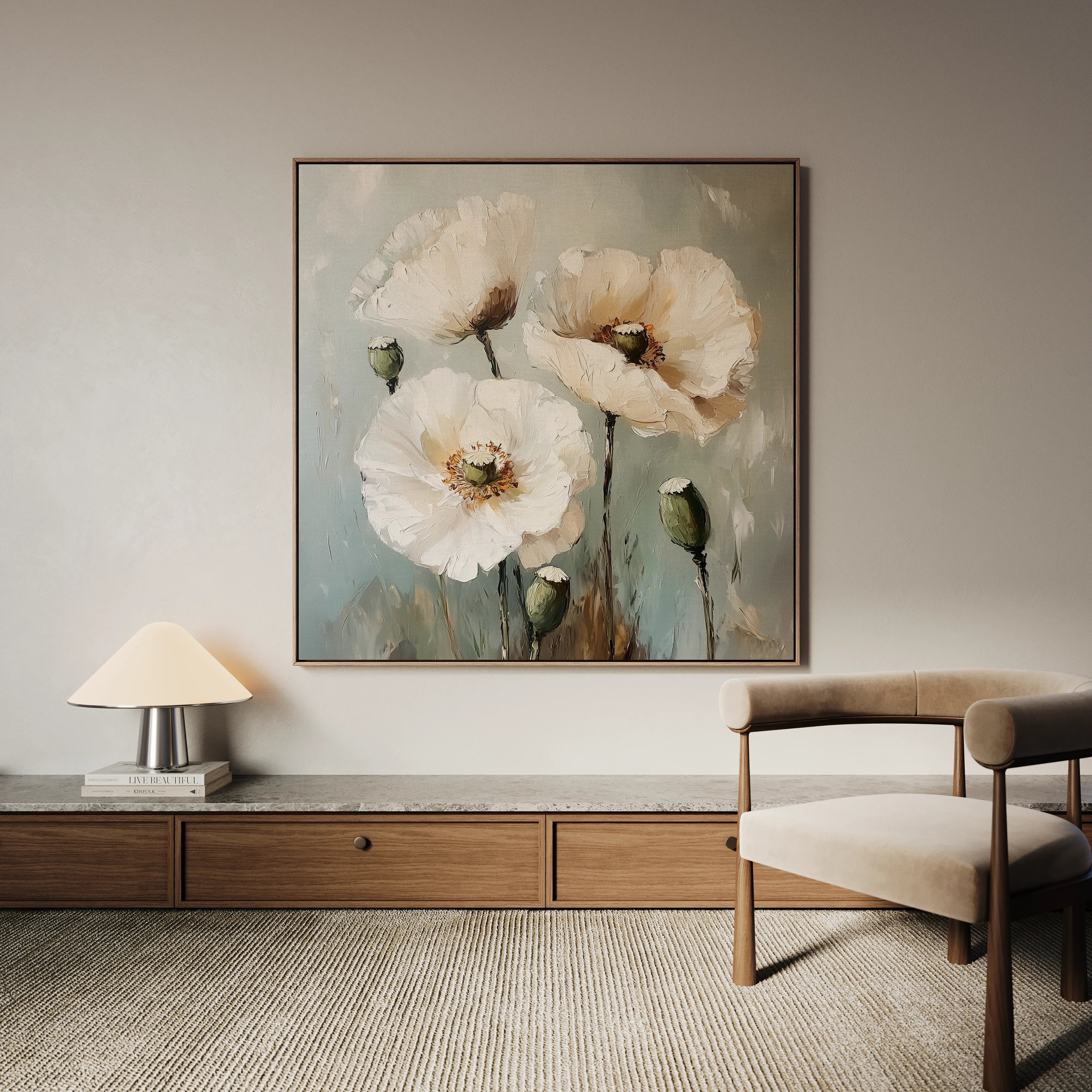 Floral 1275 Canvas Art 16" x 16" / 40 x 40 cm / Black