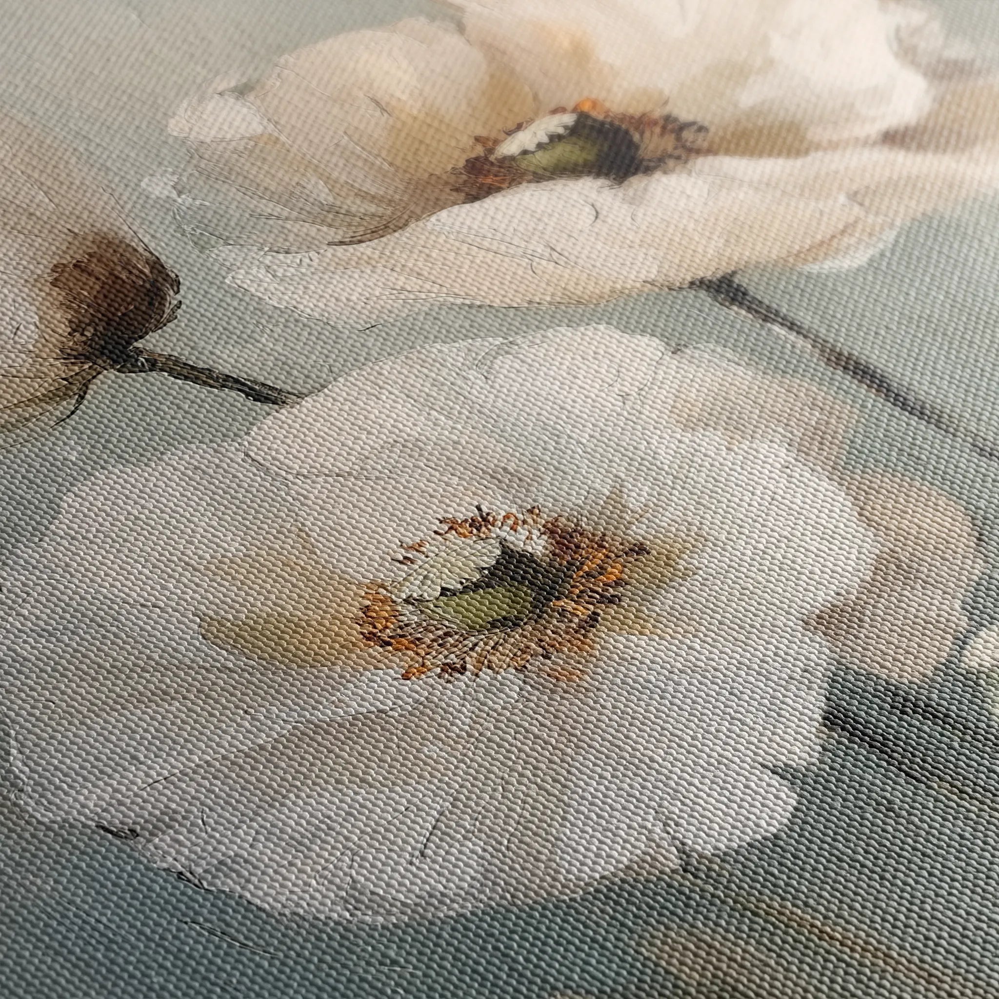 Floral 1275 Canvas Art 16" x 16" / 40 x 40 cm / Black