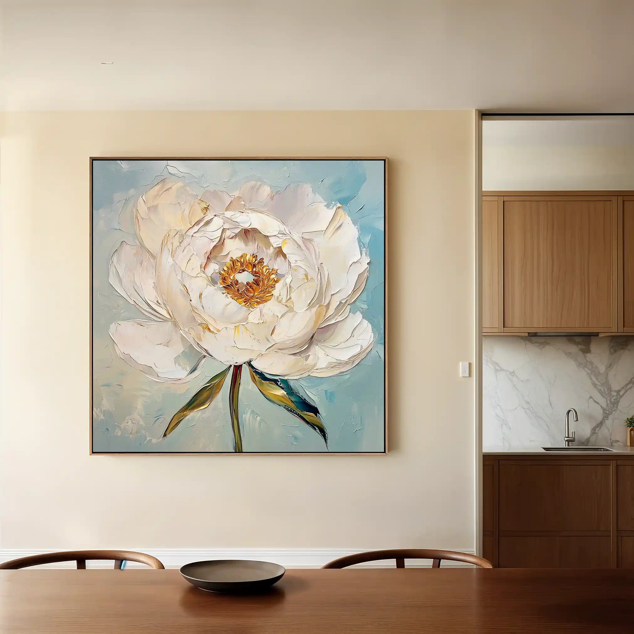 Floral 1276 Canvas Art 16" x 16" / 40 x 40 cm / Black