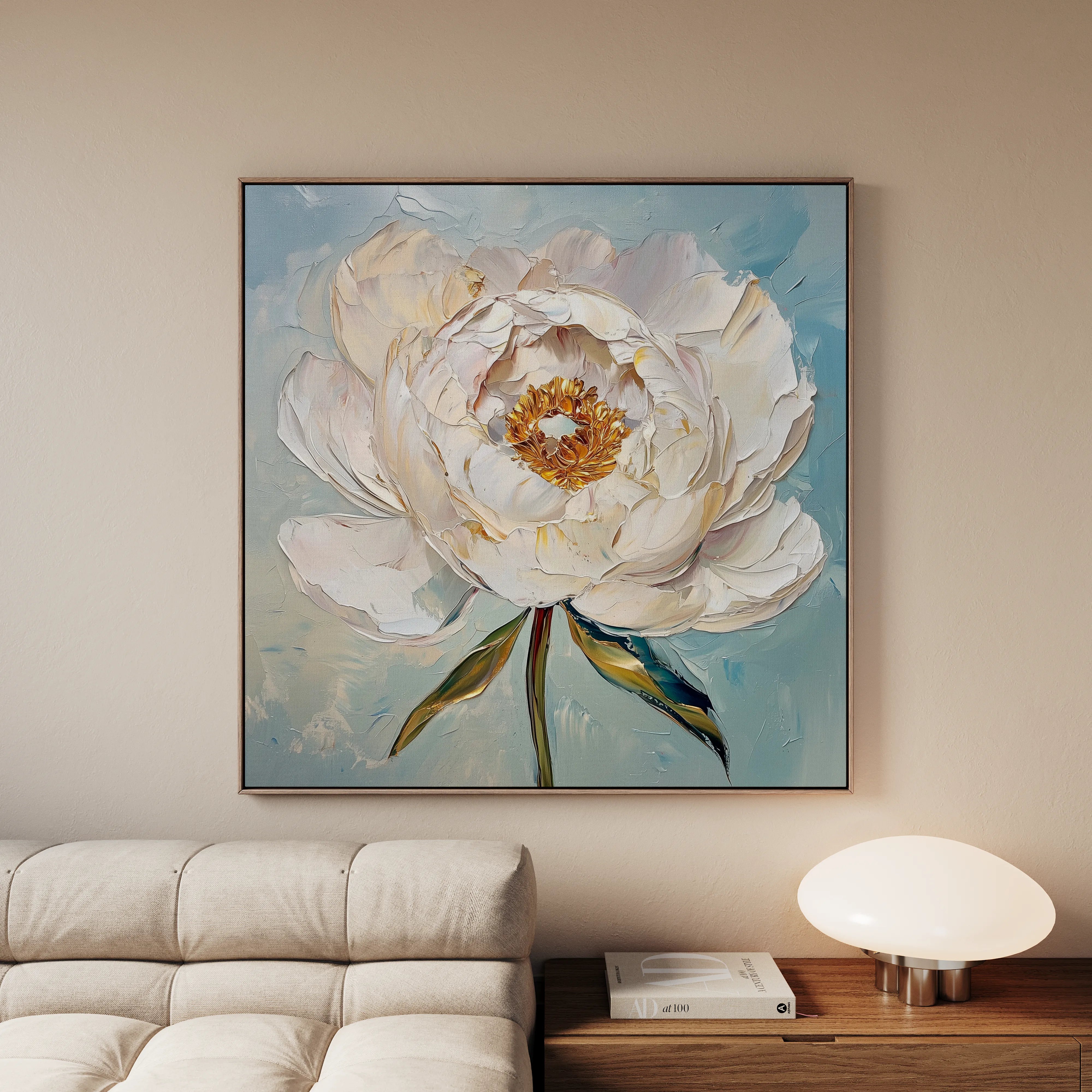 Floral 1276 Canvas Art 16" x 16" / 40 x 40 cm / Black