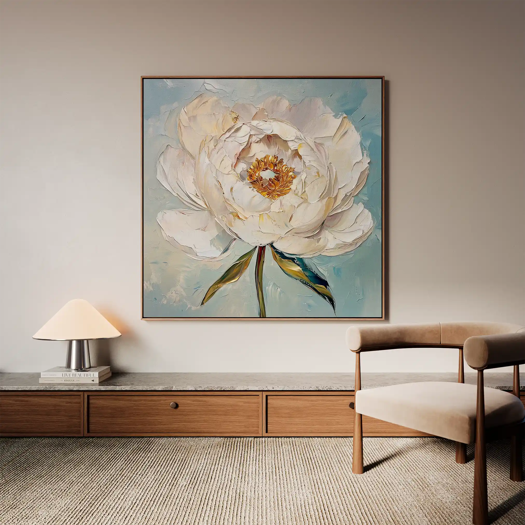 Floral 1276 Canvas Art 16" x 16" / 40 x 40 cm / Black