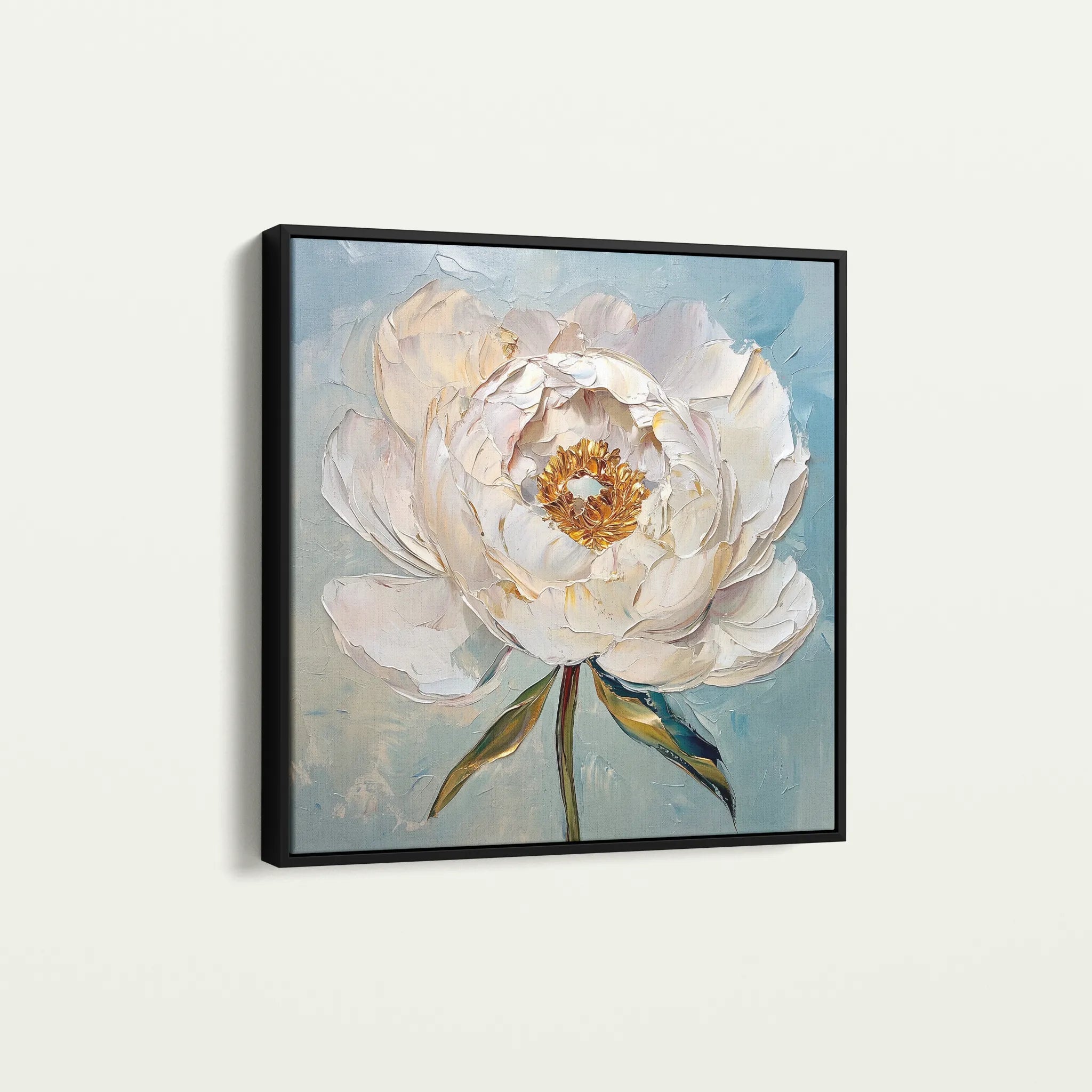 Floral 1276 Canvas Art 16" x 16" / 40 x 40 cm / Black