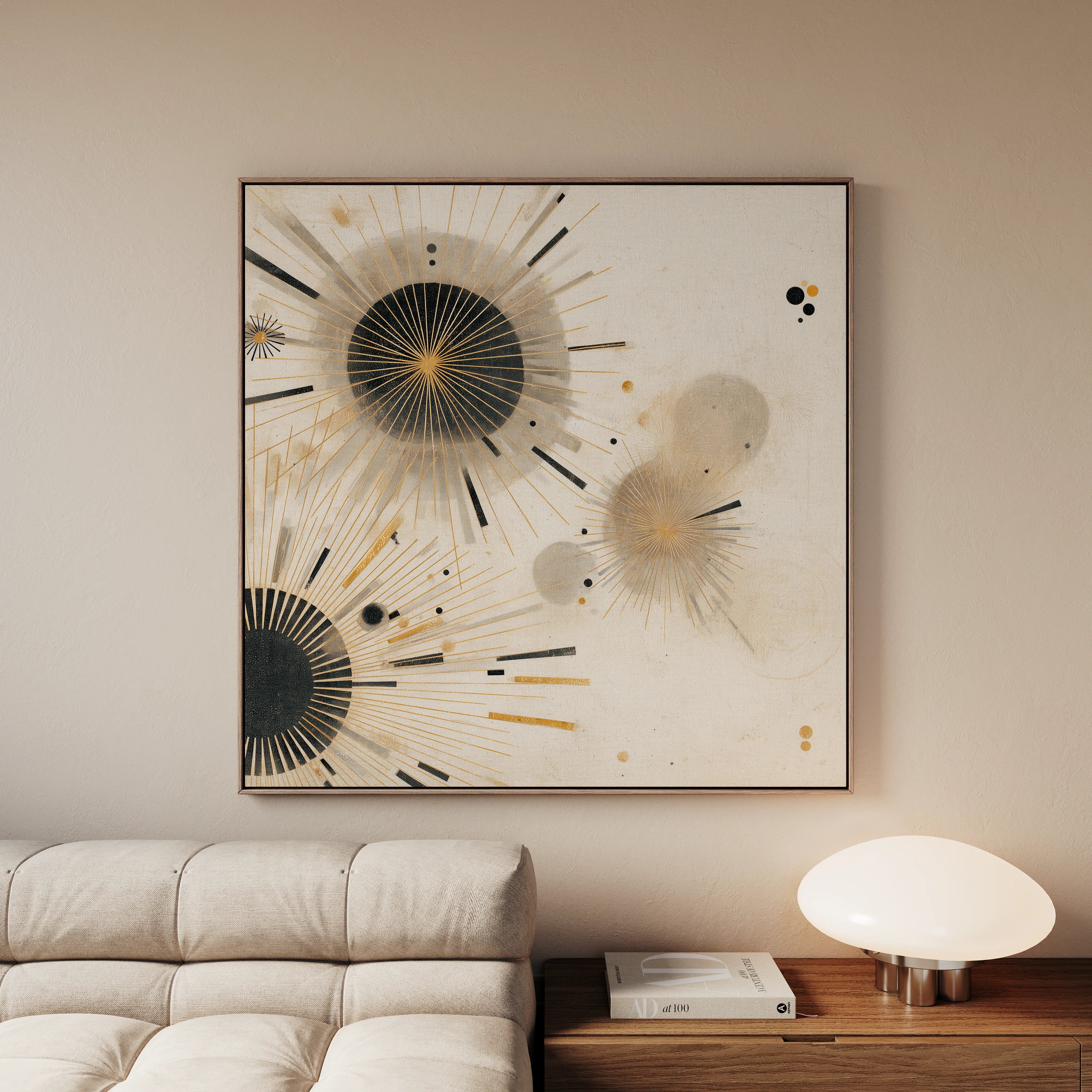 Abstract 1277 Canvas Art 16" x 16" / 40 x 40 cm / Black